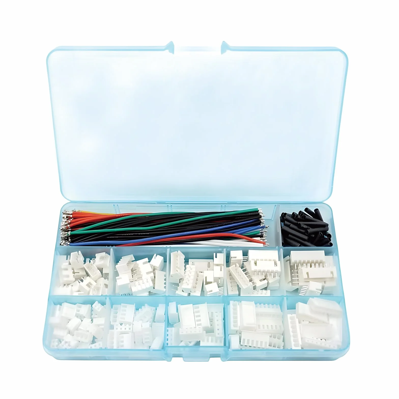 Kit Connettori JST XH 2.54 mm, Cavi Pre-Crimpati 22 AWG, Alloggiamenti Maschio e Femmina, 90 Fili Silicone, Tubo Termorestringente