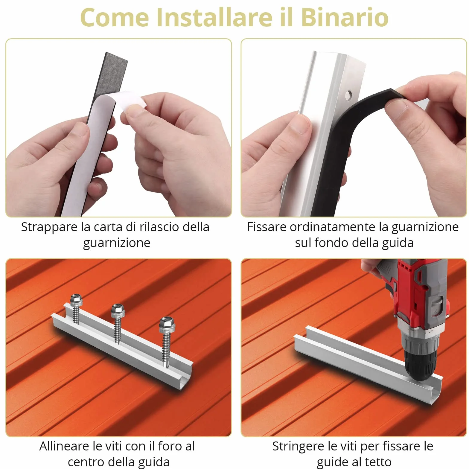 Anbte Set 6 Supporto per Pannello Solare 30mm/35mm Universali Pannelli Solari (Argento-Nessun Staffa, 200*25mm)