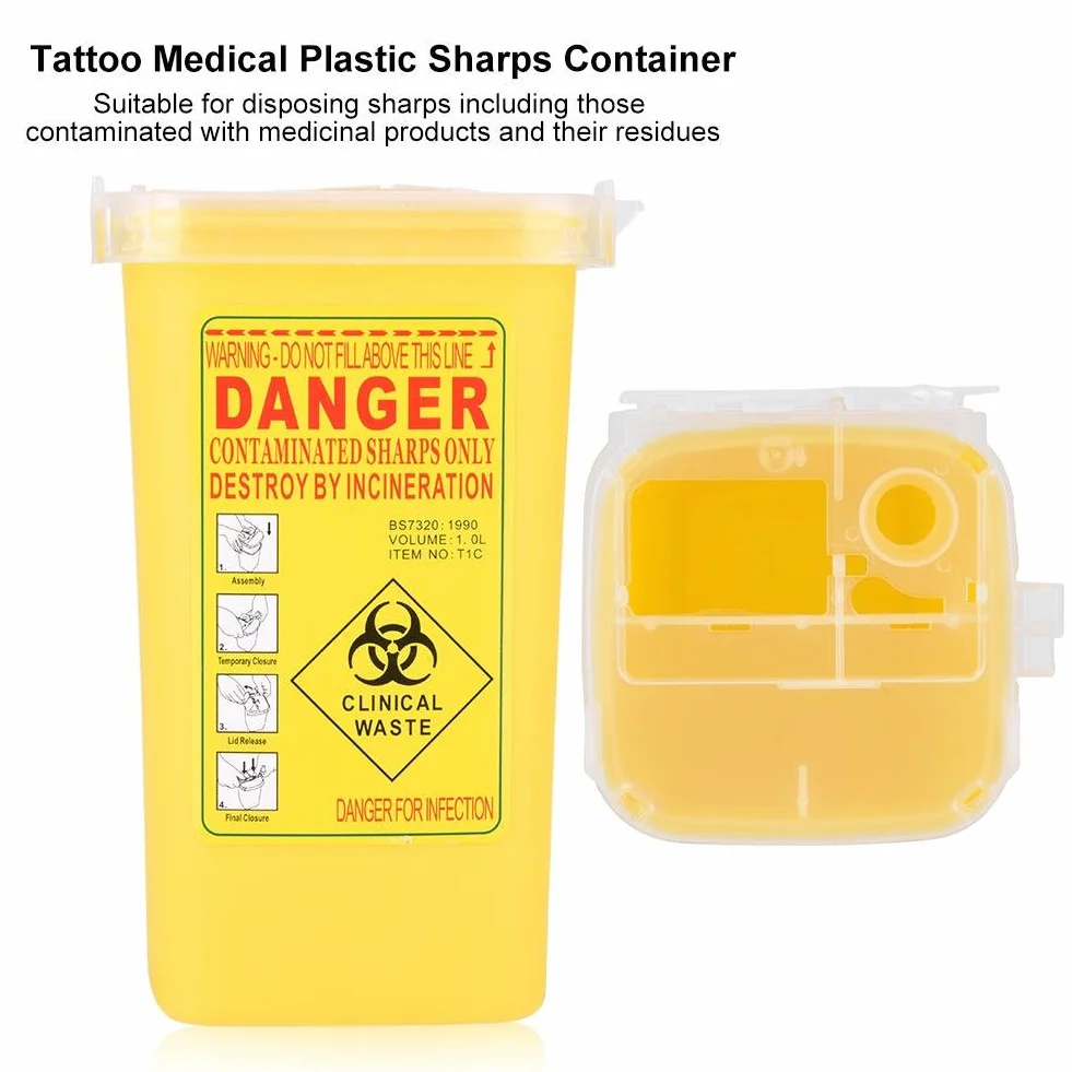 Contenitore per aghi medicale in plastica 1 litro giallo