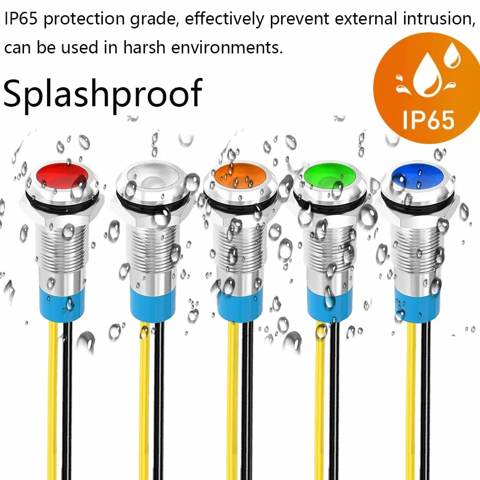 Gebildet 5pcs 8mm 230V AC LED Indicatore Luminoso in Metallo Lampada di Segnalazione Impermeabile (Verde)