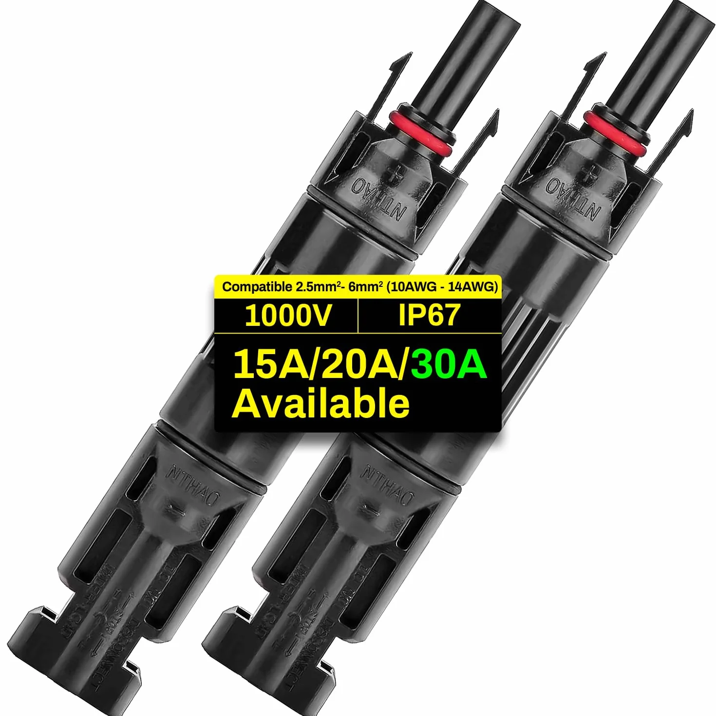 2 Pezzi 30A Diodi per Connettore Pannelli Solare 15A/20A/30A 1000 V Diodi di Blocco Fotovoltaico Diodo Antiriflusso evitare effetto hot spot IP67 per Centrale fotovoltaica PV DIY Cavo