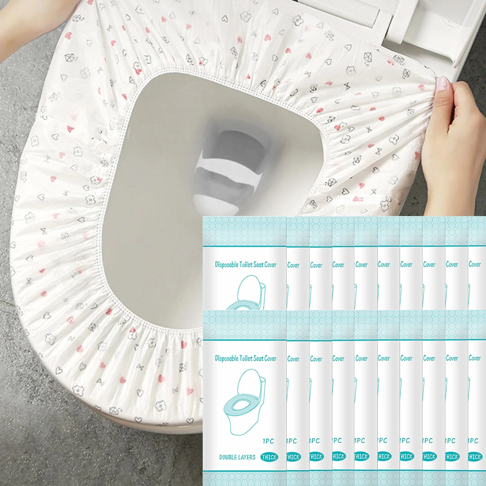 Set di 20 coprisedili per WC usa e getta a forma di U in polietilene