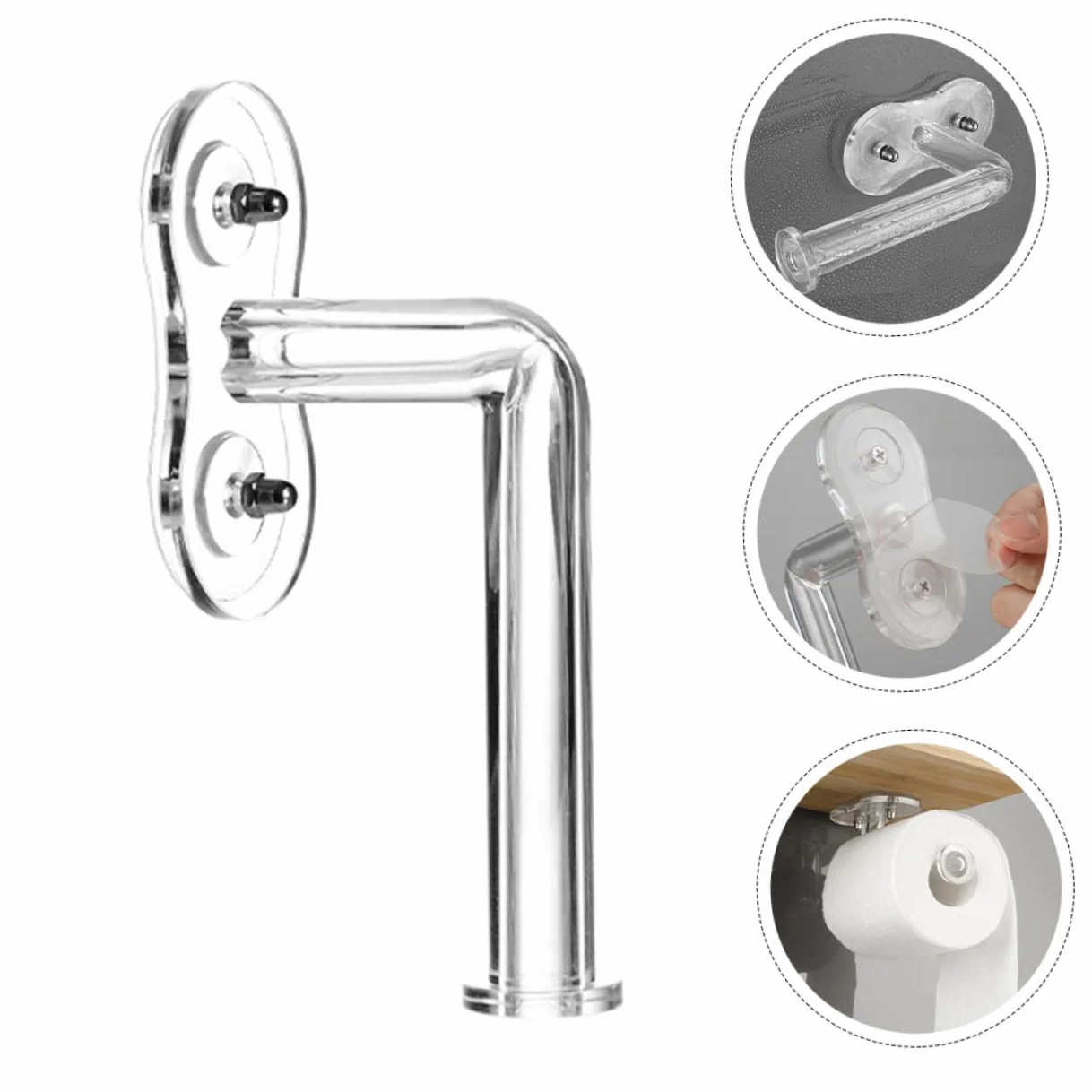 Mipcase Porta Rotolo Carta Igienica da Parete in Acrilico Installazione senza Punzonatura Superficie Liscia Design Semplice per Bagno e Toilette