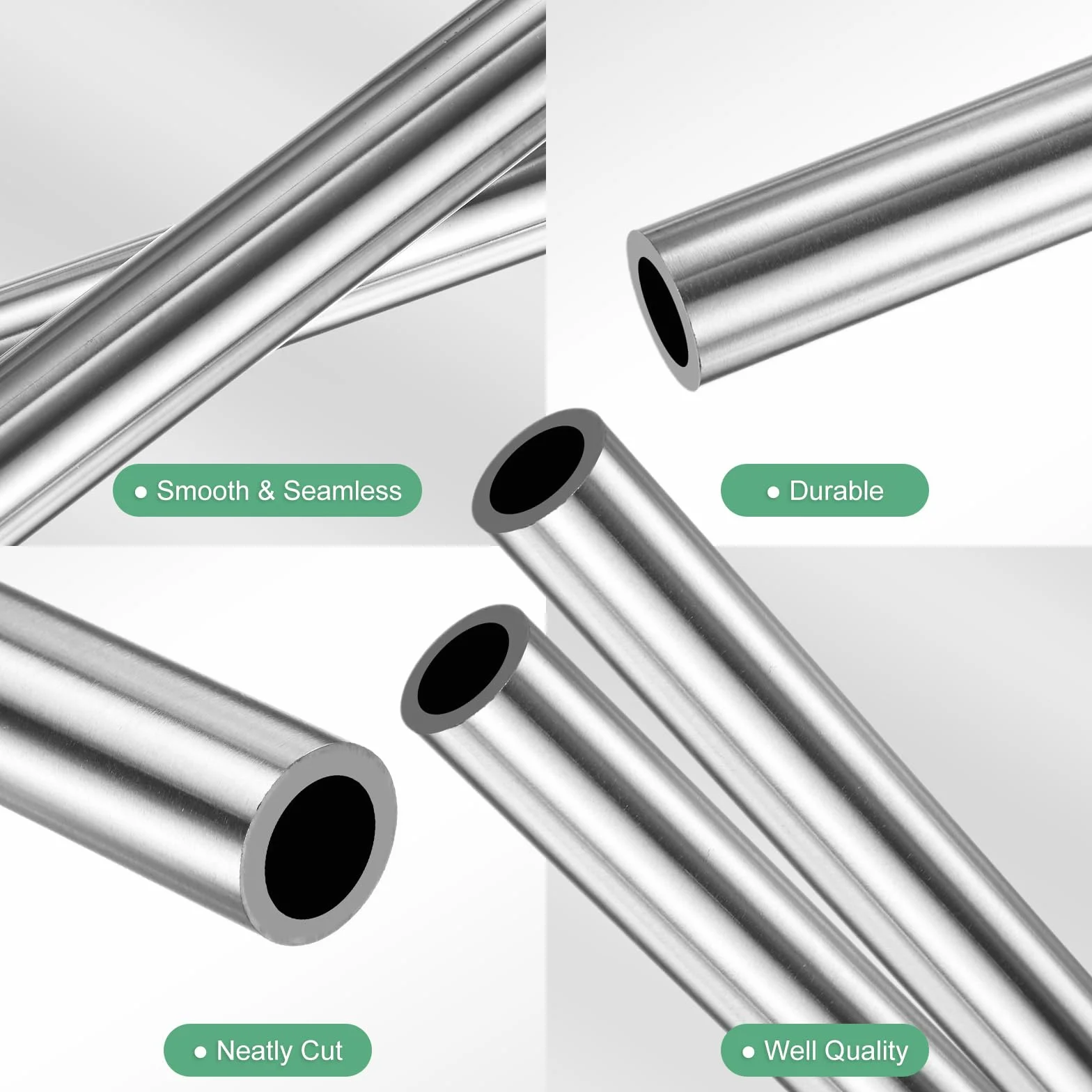 M METERXITY 2-Pack 250mm Tubo Inossidabile 304, 10mm Diametro Esterno 1.5mm Spessore Parete Tubo Inossidabile Senza Saldatura Per Edilizia/Macchinari, Tubo Dritto Metallico [0.39x0.06x9.8IN]