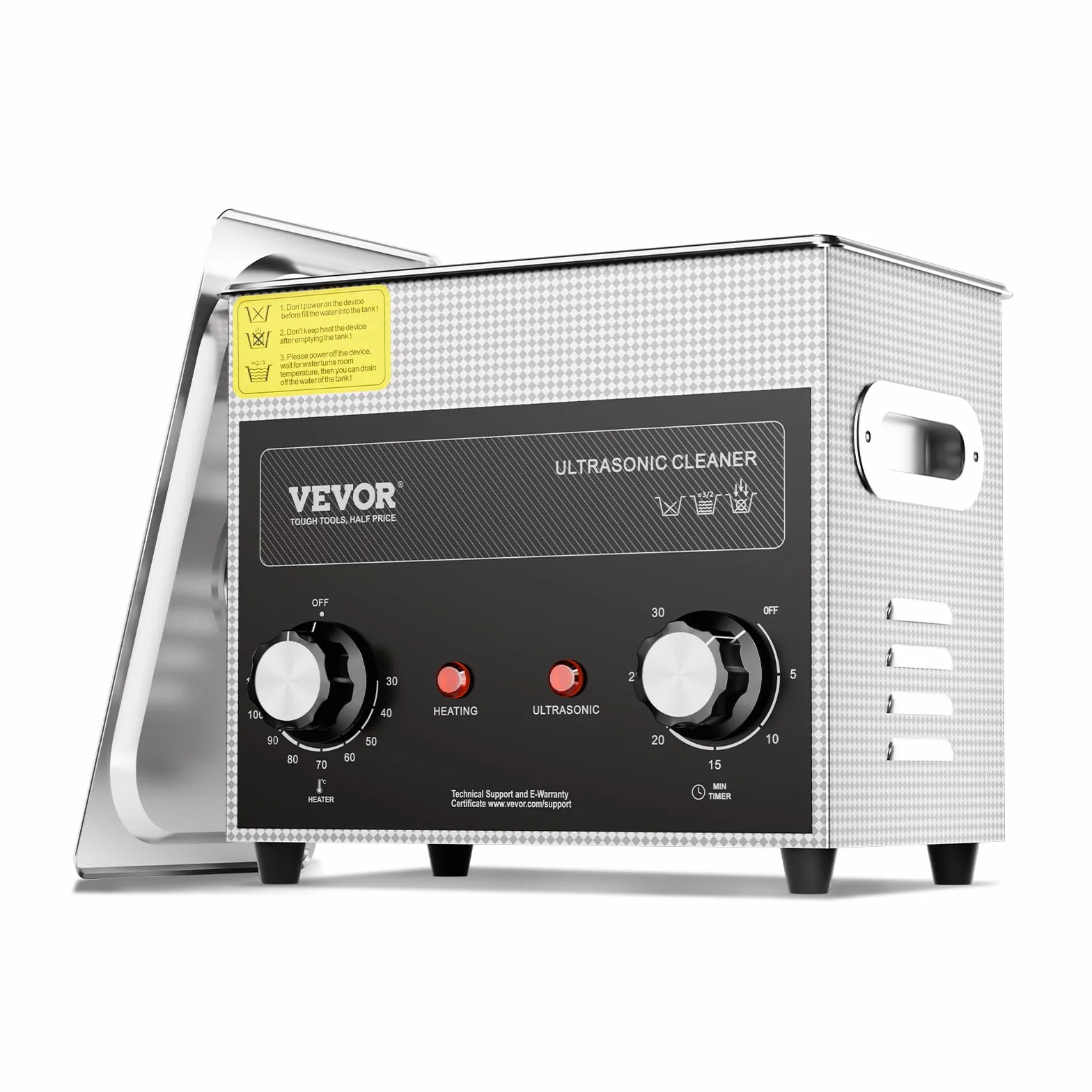 VEVOR Pulitore ad Ultrasuoni 3L, Riscaldante, Cestello, Macchina Digitale a Cavitazione Sonica 120W