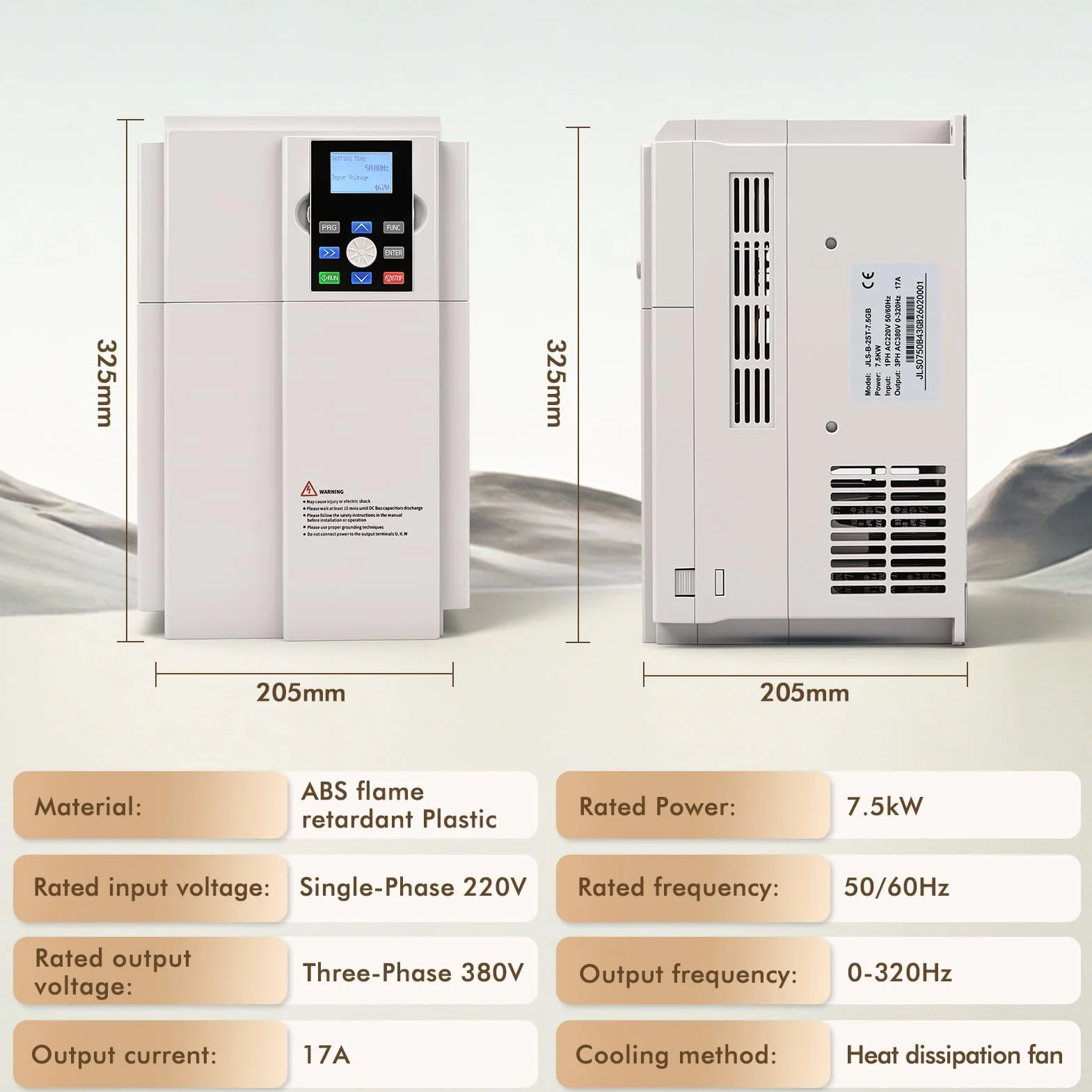 Inverter 220v a 380v Professionale, VFD 7.5KW 220V Ingresso monofase 380V Uscita trifase Convertitore di frequenza 50/60Hz, Azionamento a frequenza variabile per Controllo Velocità CNC Motore Mandrino