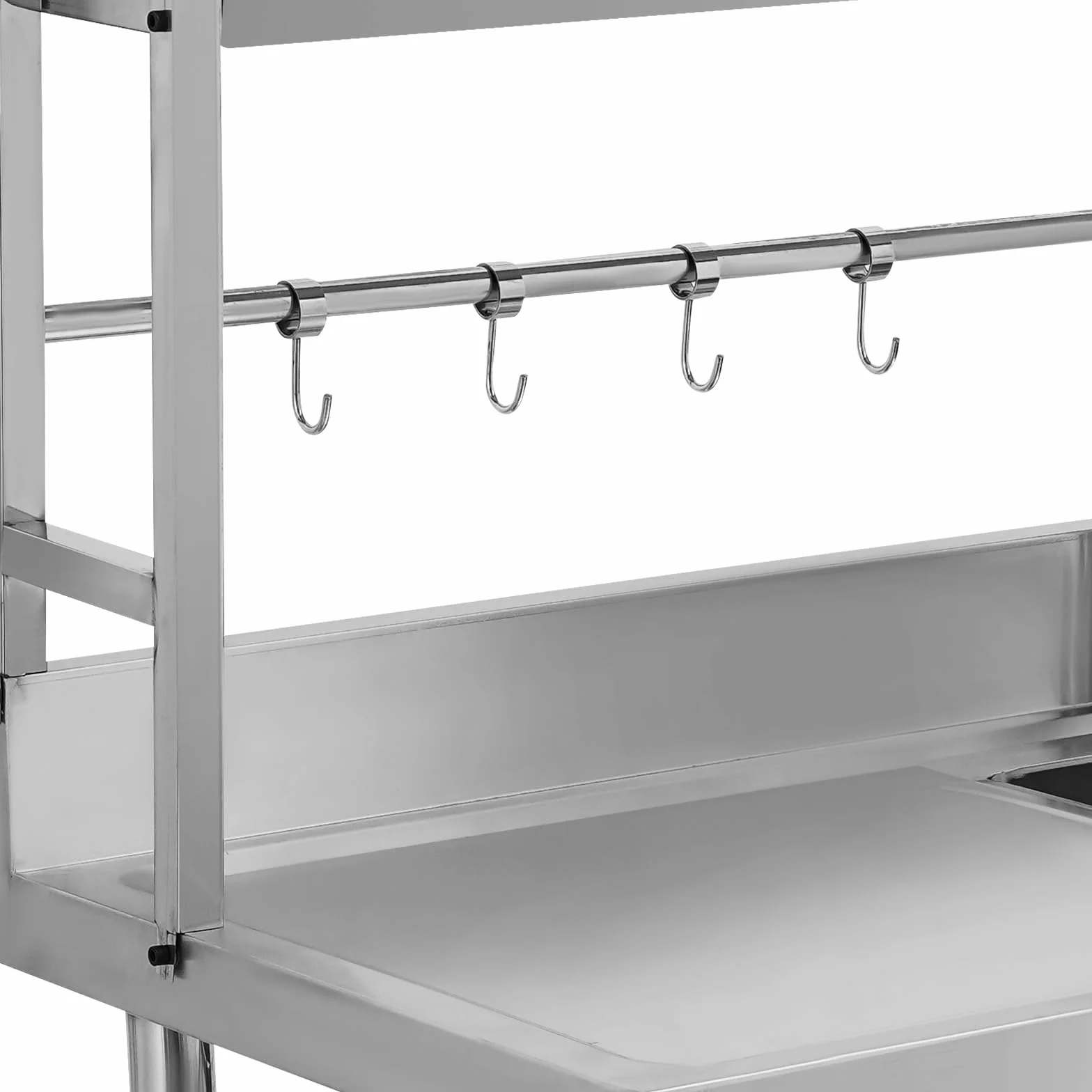 Lavandino da ristorante con ripiano a più livelli, multifunzione, in acciaio inox, commerciale, in acciaio inox, per la cucina e la gastronomia