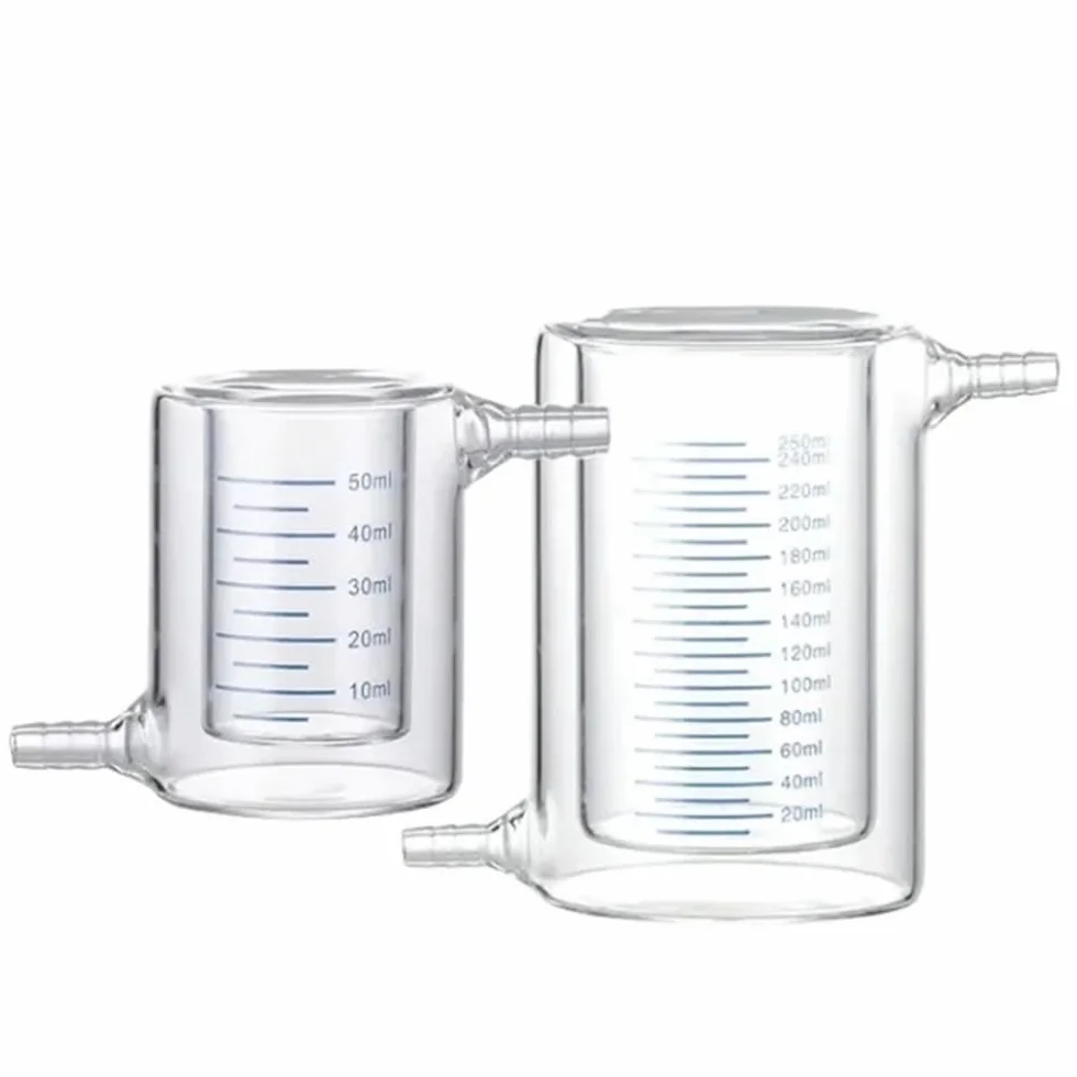 Becher da laboratorio incamiciato in vetro borosilicato doppio 300 ml