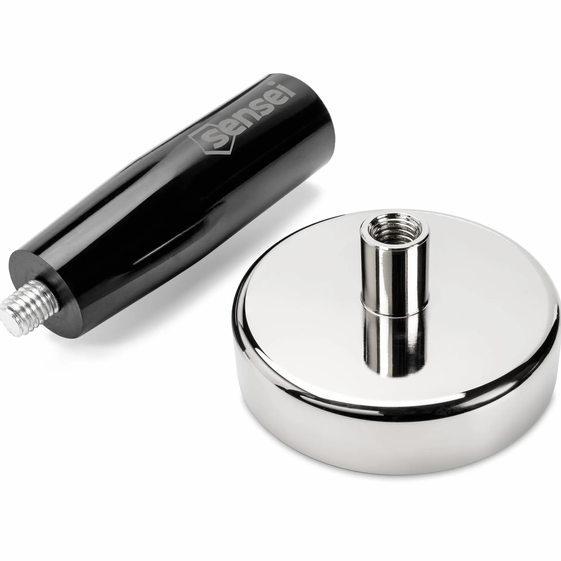 SENSEI® Magnete al Neodimio Potente con Manico – Ø 60 mm, Forza di Attrazione 150 kg, Calamita Filettata M8 per Officina e Industria