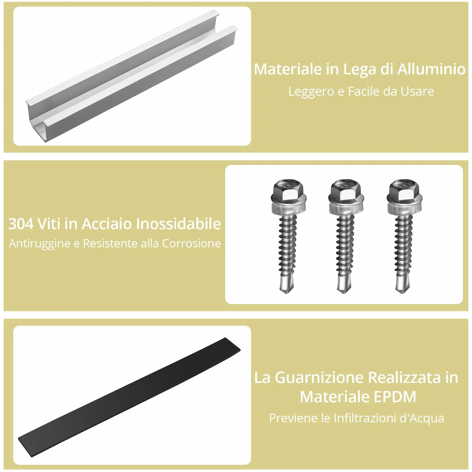 Anbte Set 6 Supporto per Pannello Solare 30mm/35mm Universali Pannelli Solari (Argento-Nessun Staffa, 200*25mm)