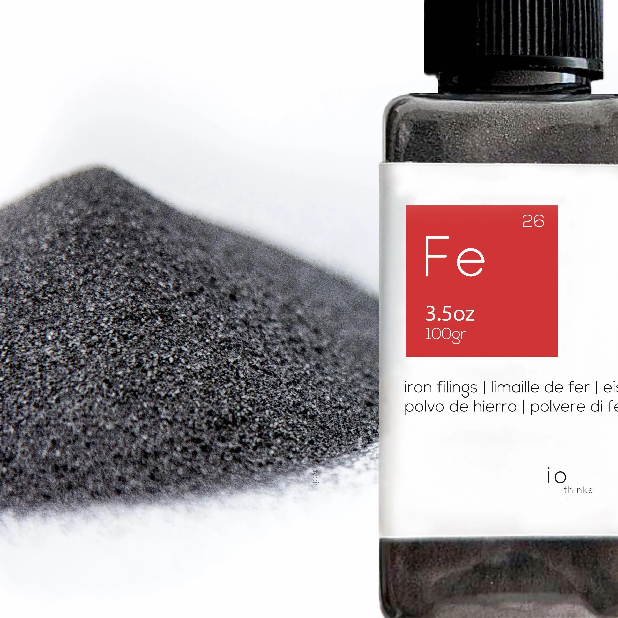 Polvere di ferro 100 g per scienze e istruzione - limatura di ferro in scatola richiudibile