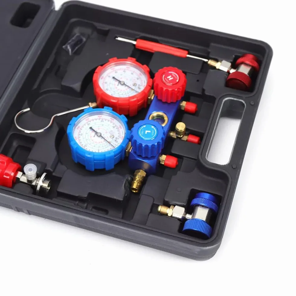 Refrigerante clima auto manometro dispositivo montaggio tubi ricarica 5 piedi manifold strumenti diagnostici AC