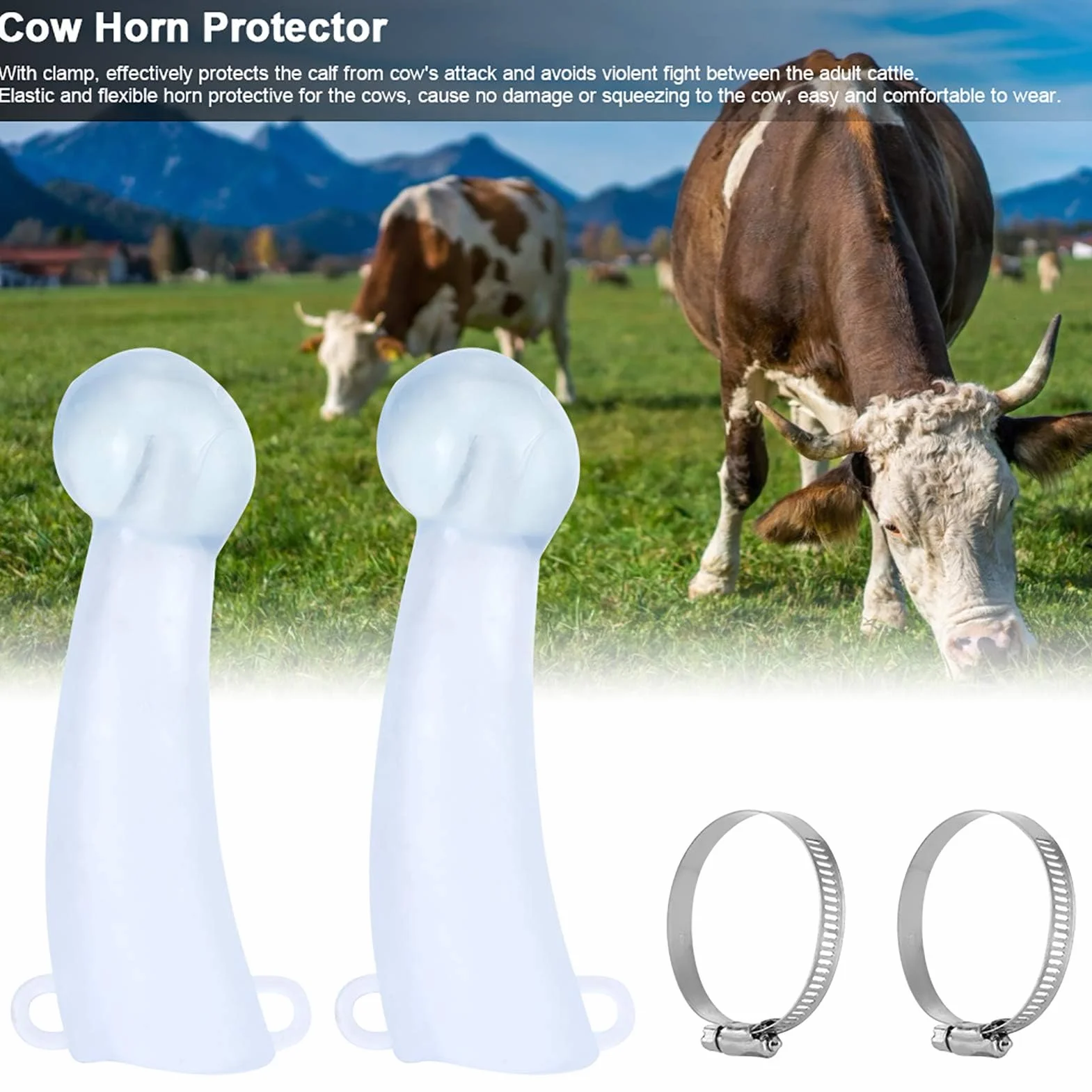 Coperture per Corno di Mucca, 2 Pezzi Protezioni per Corno Bovino con Angoli Arrotondati