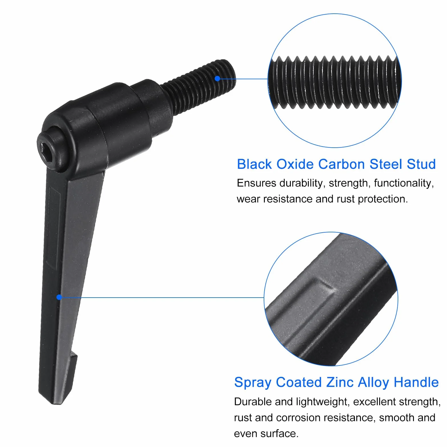 Manopole per leva di serraggio M10 x 25 mm acciaio al carbonio nero QUARKZMAN
