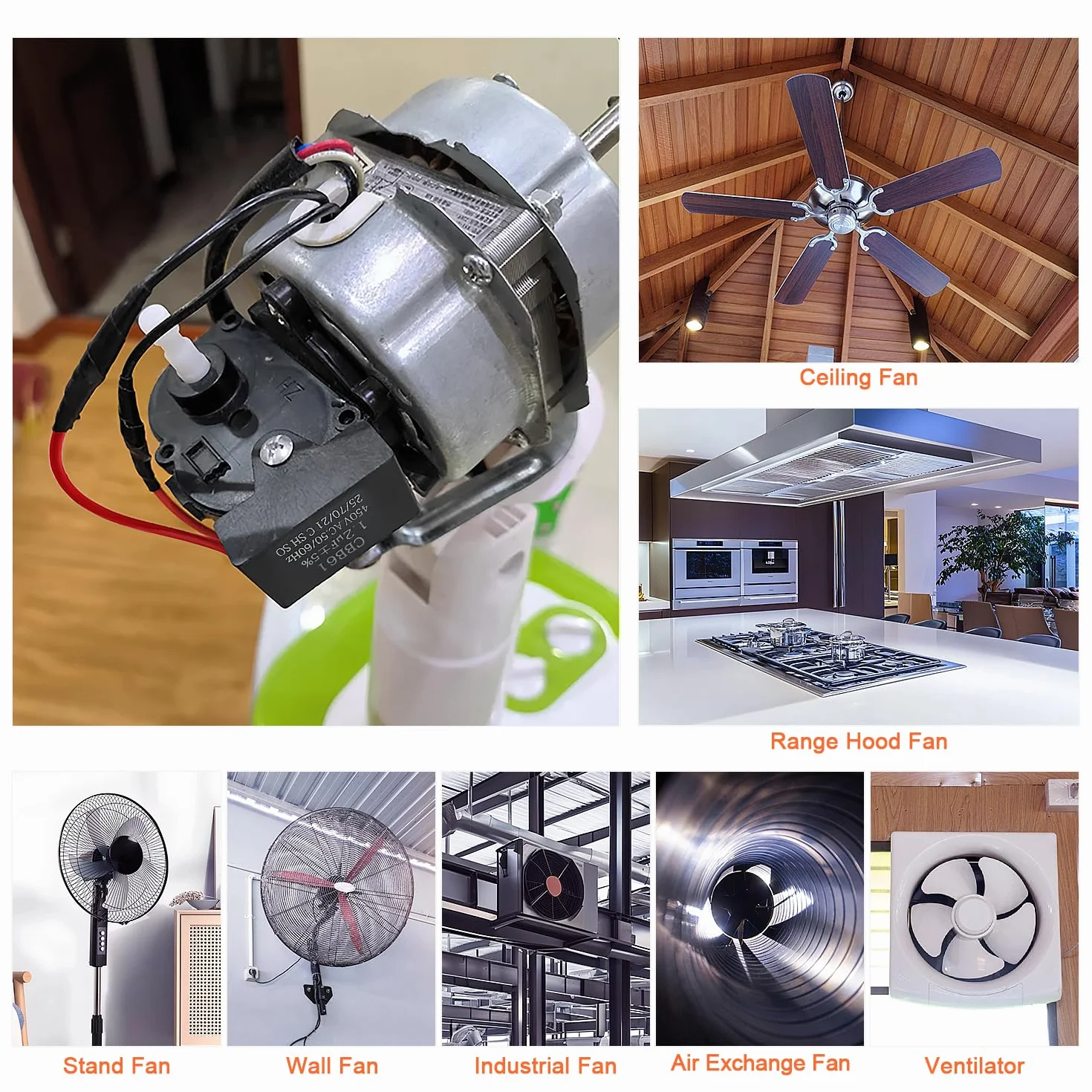 4 Pezzi CBB61 2.5uF 450V AC 50/60Hz Soffitto Ventilatore Condensatore con 2 Fili, Condensatore del Motore del Ventilatore del Condizionatore d'Aria