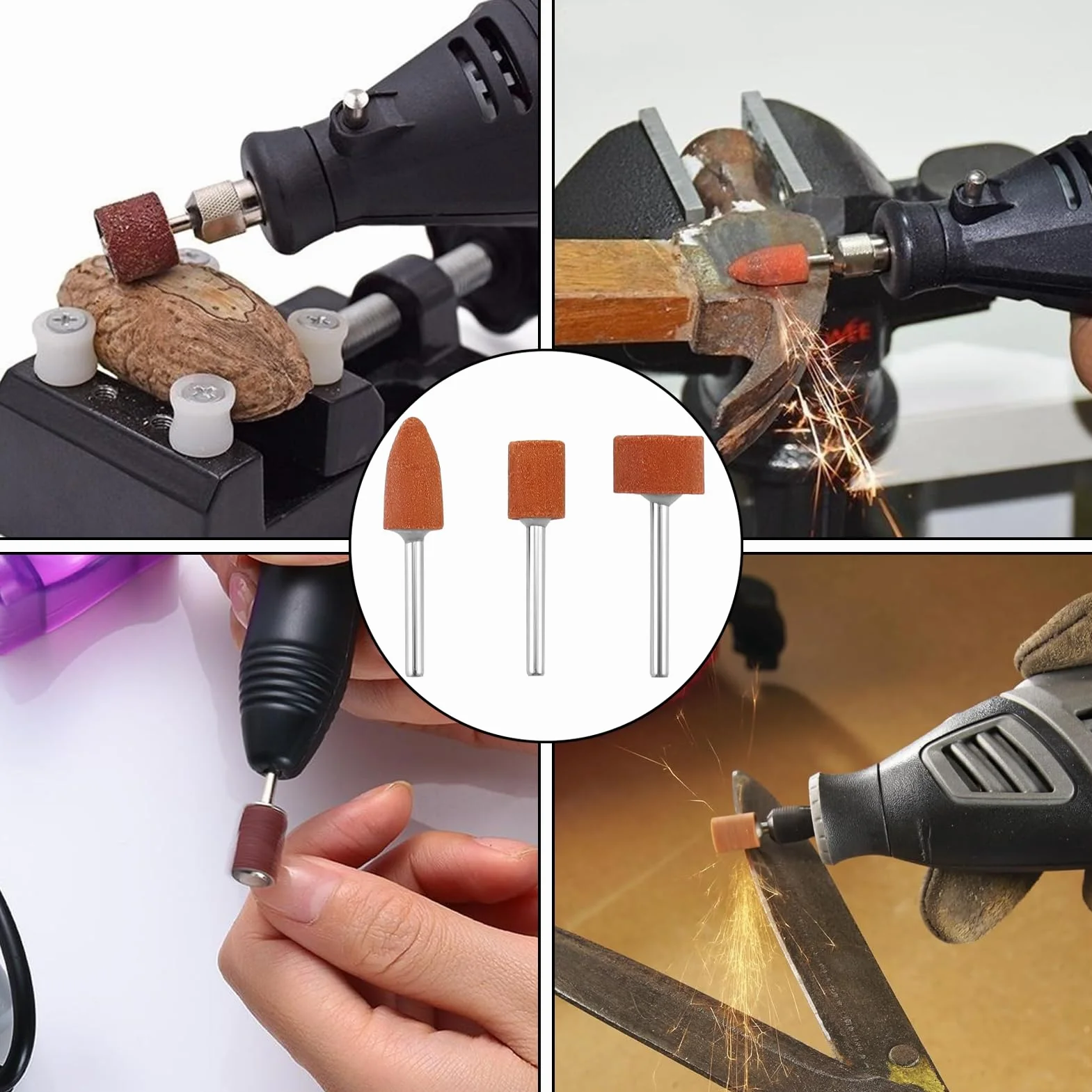 Set 42 punte abrasive corindone per Dremel avvitatore a batteria inserti abrasivi vetro pietre preziose