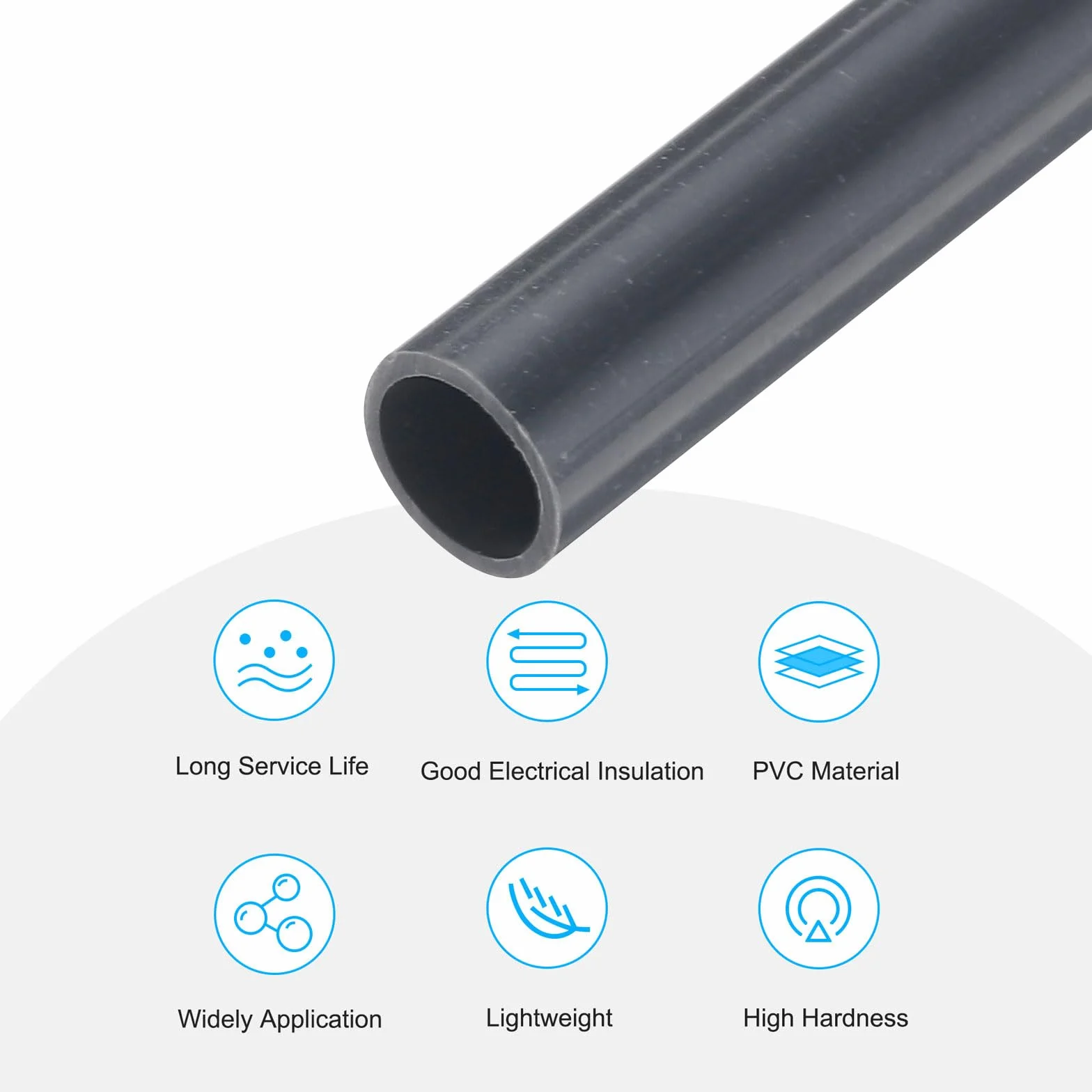 Tubo Rigido in PVC 9mm ID 11mm OD 9" Grigio Scuro per Artigianato, Guaina Cavi 2pz