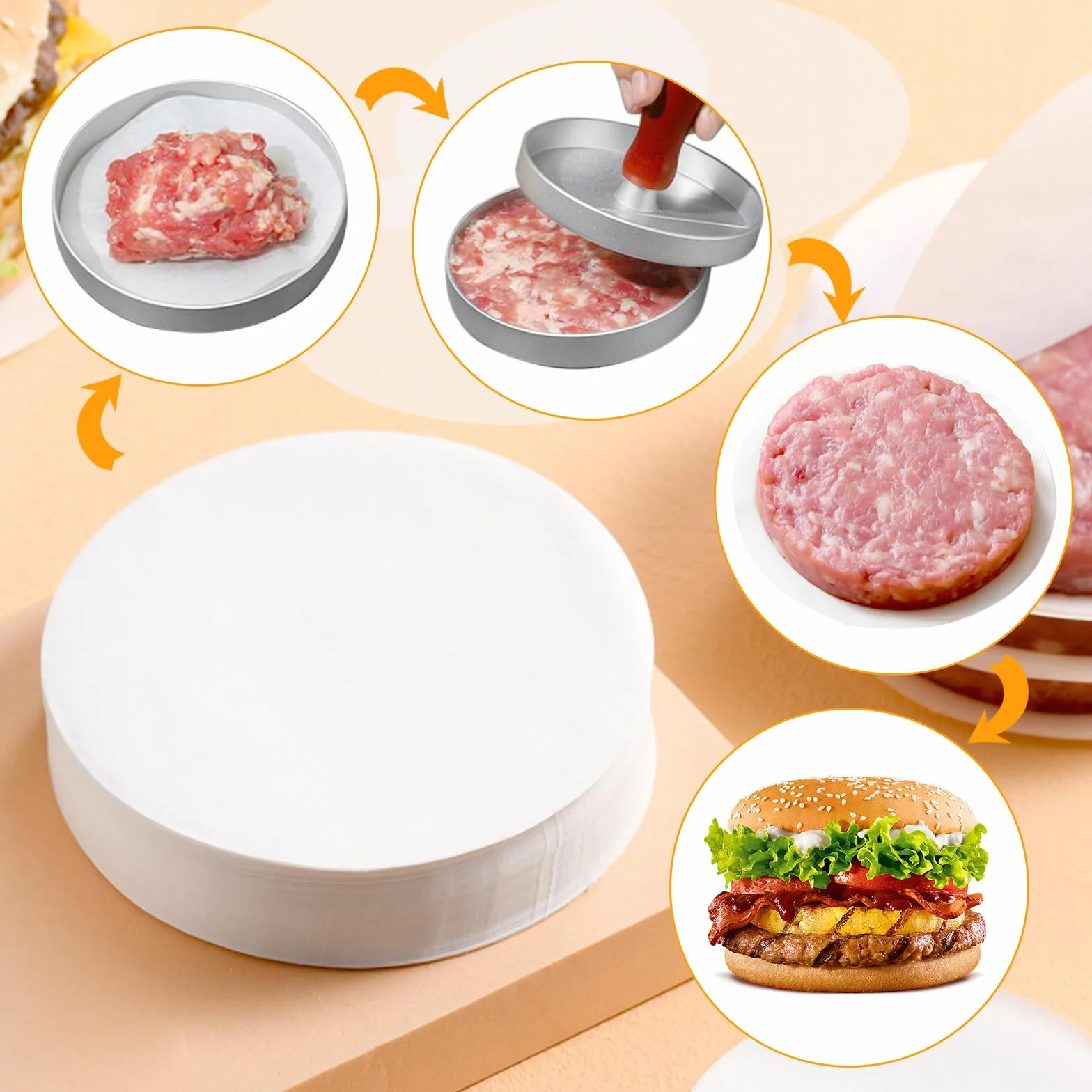 GWHOLE 500 Dischi Antiaderenti per Hamburger Pressa Stampa