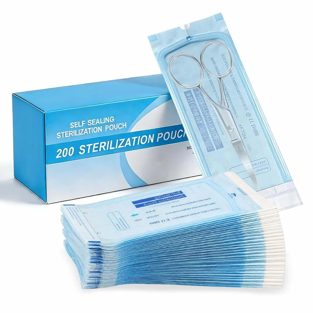 100 Sacchetti Autosigillanti Per Sterilizzazione Dentale In Pvc, Sacchetti Autoclavi, Per Strumenti Di Pulizia (57X130Mm)