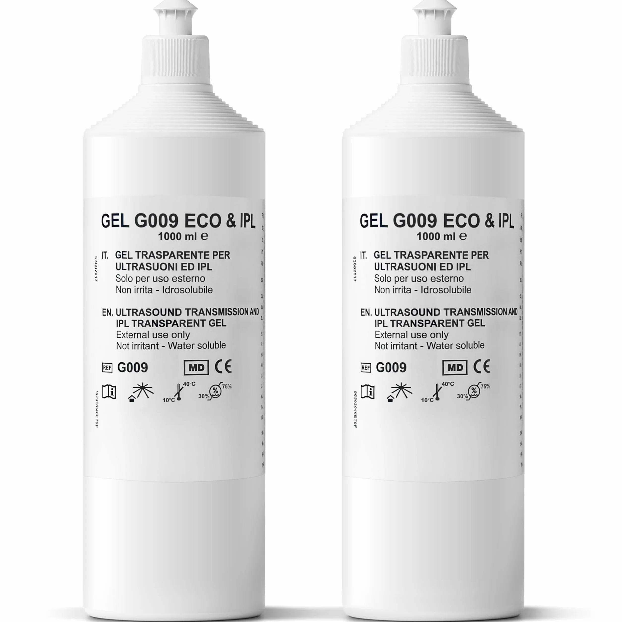 Gel ECO e IPL Conduttore Trasparente, Ultrasuoni Ecografia ECG Luce Pulsata, Ipoallergenico (2 flaconi da 1000 ml)