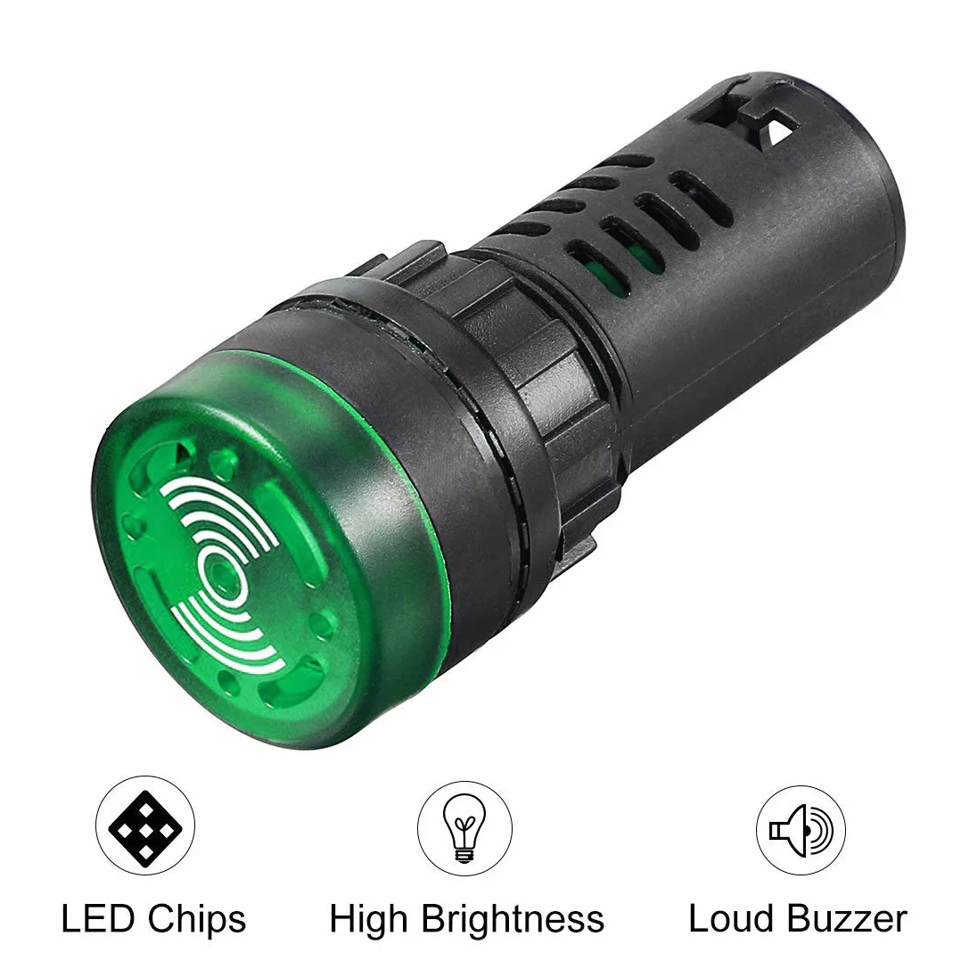 Gebildet 3Pcs Indicatore Luminoso con Cicalino AC 230V, Allarme Lampeggiante per Montaggio a Pannello da 22 mm per Pannello di Controllo Elettrico, HVAC, Progetti fai da te (Rosso-Giallo-Verde)