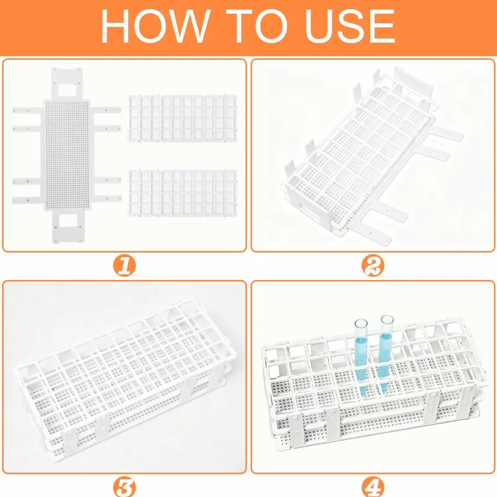Rastrelliera per Provette 40 Posti 20 mm Porta Provette in Plastica Rimovibile per Laboratorio Chimica
