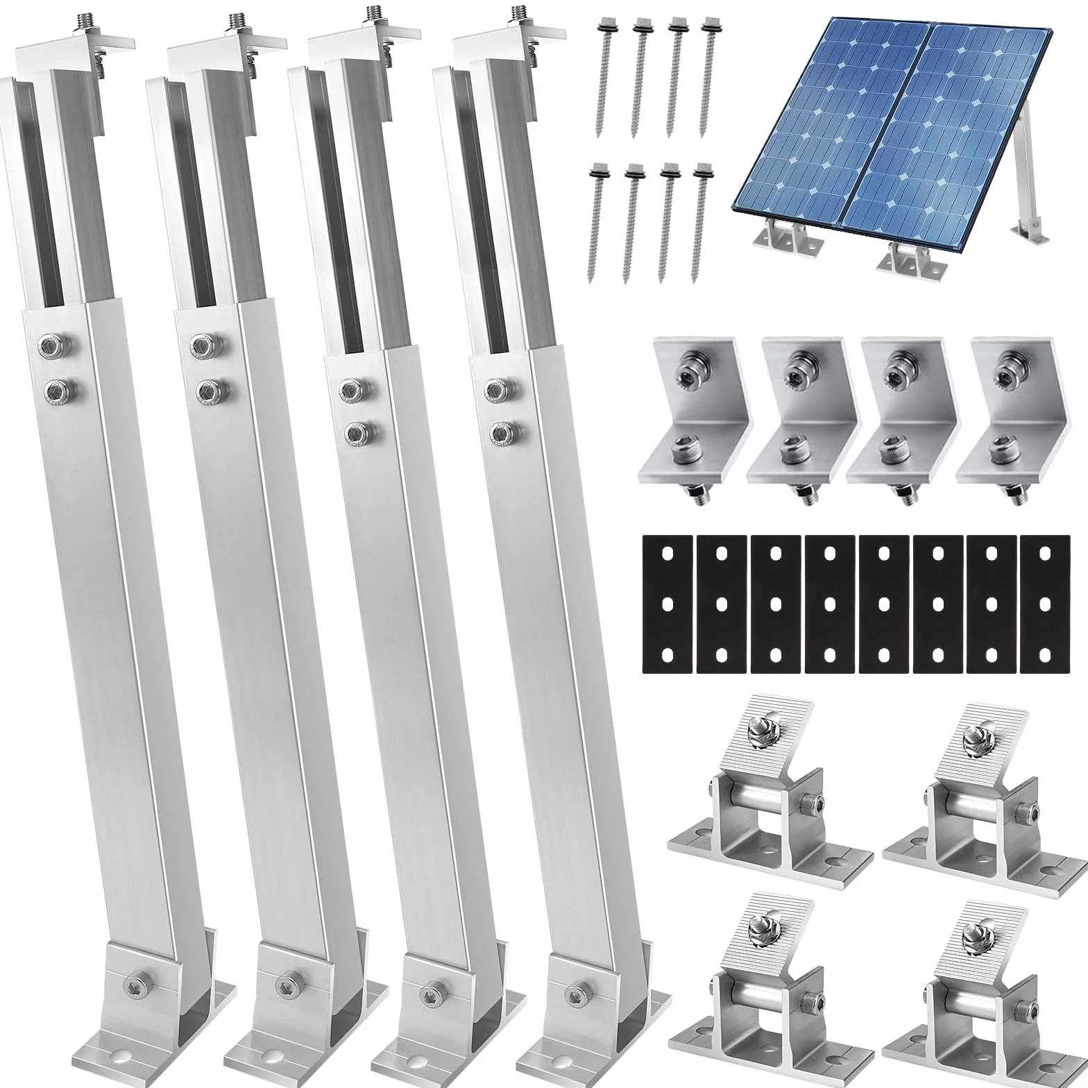 Royouzi Supporto per pannello solare da tetto in alluminio regolabile 15-30° 36-70 cm per camper barche