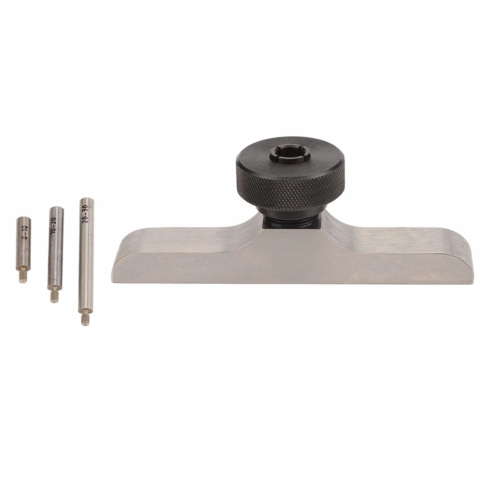 Base con Indicatore di Profondità Supporto Micrometro Aste Prolunga 3 Pezzi Acciaio Inossidabile Temprato 103x17 mm