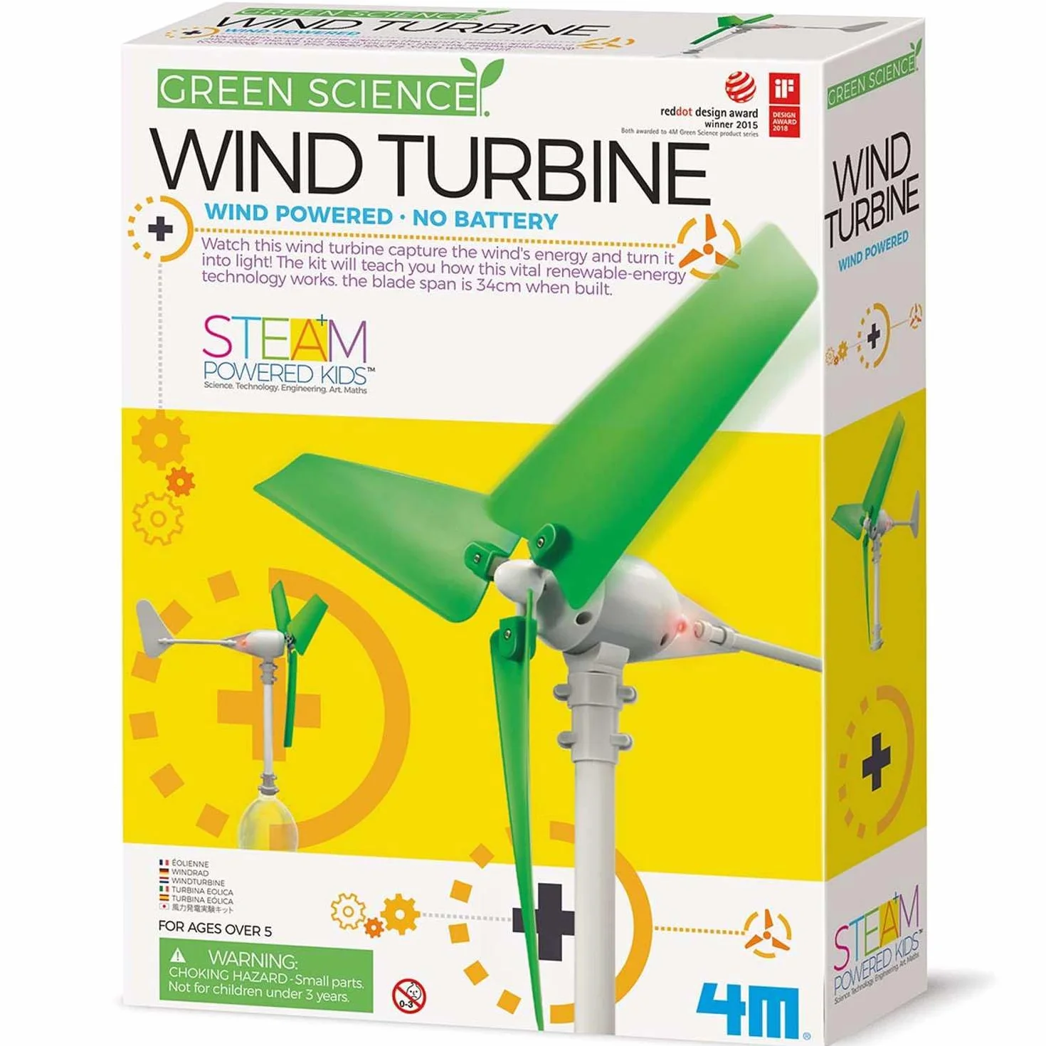 4M 00-3378 Crea una Pala Eolica Azionata dal Vento, Senza Batterie, Giocattolo Stem, Giochi Ecologici per Bambini, Kit Scientifico Educativo, +5 Anni