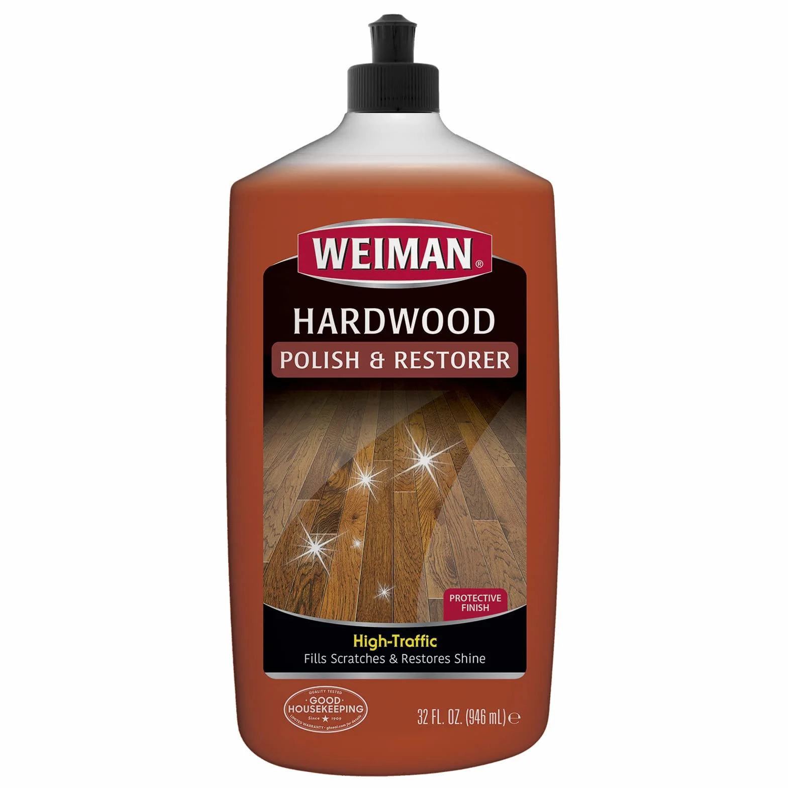 Weiman 123 lucidatura lucidante e restaurando pavimenti in legno massretamente sollecitato, lucentezza naturale, rimuove i graffi, lascia uno strato protettivo, 798 ml di volume