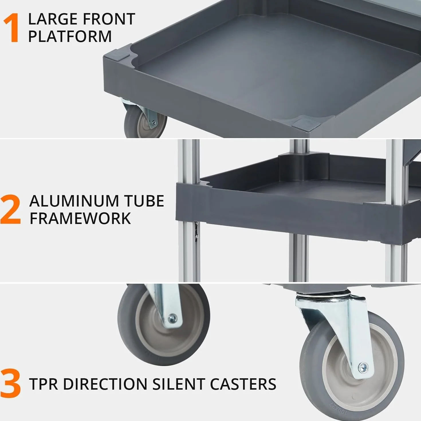 Carrello Pulizie Professionale,Carrello Per Pulizie Commerciali Di Hotel e Ospedali Con Armadietti Ripiani,Carrelli Multiuso Per Pulizia Con 6 Ruote e Sacco in Vinile Per Ufficio, Hotel, Capacità 300