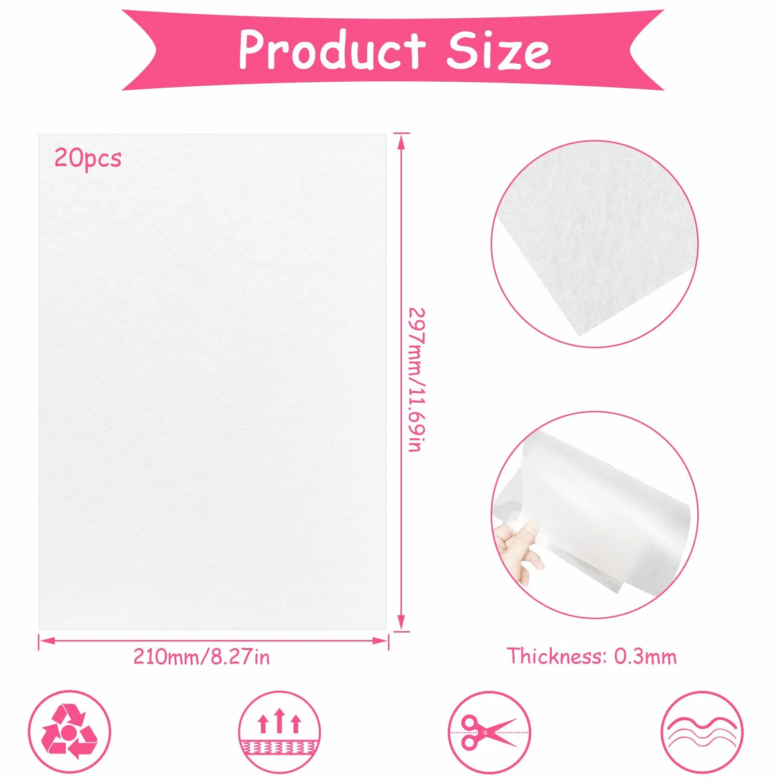 pangdapengpeng 20 Pezzi Plastica Termoretraibile A4, Traslucido Shrink Plastic, Carta Termoretraibili 0,3 mm, Fogli Termorestringente per Fai-da-te Portachiavi Orecchini (A4)