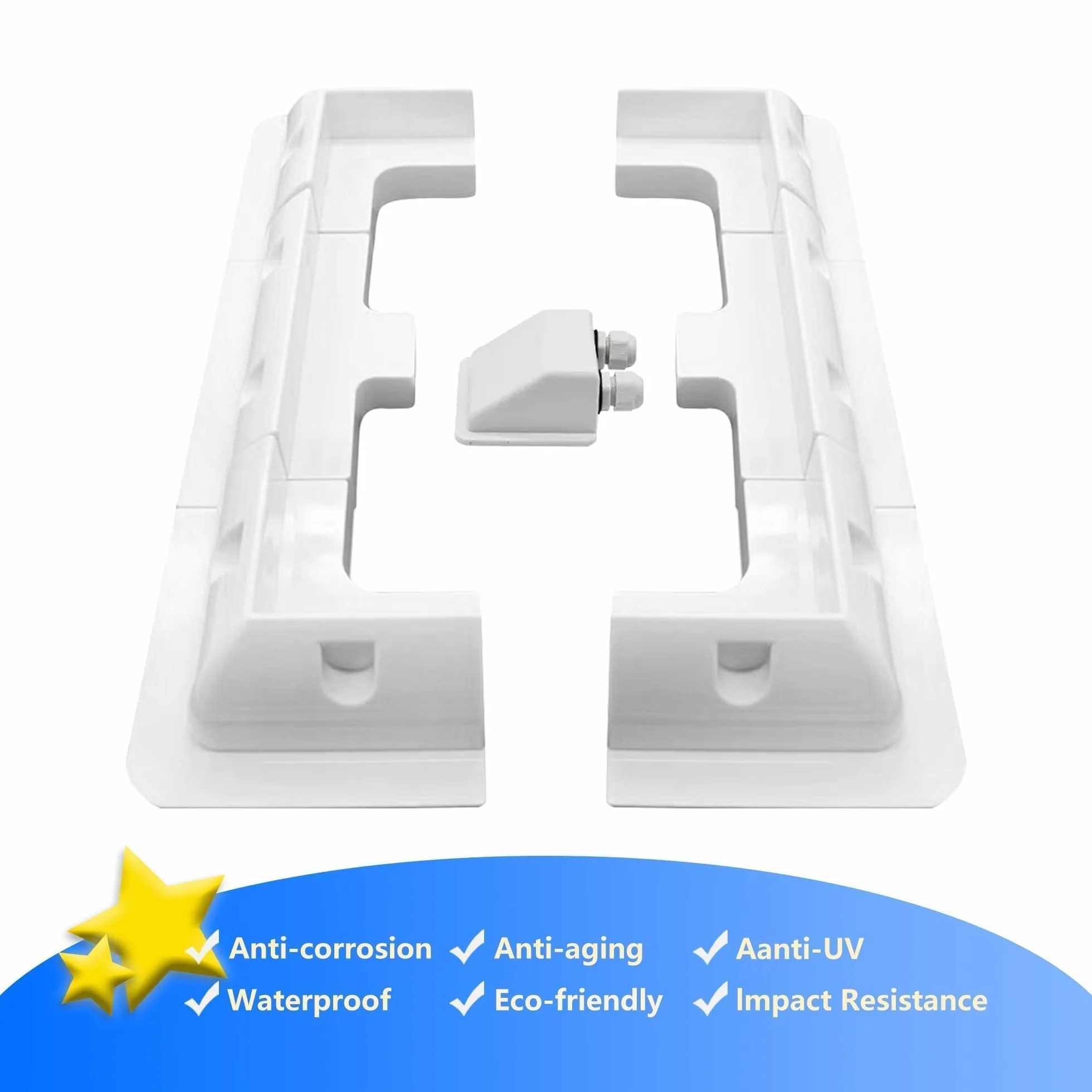 Kit portamoduli solari HISports in plastica ABS, 7 pezzi, accessori robusti per pannelli solari su tetto piano, fissaggio per camper, bianco