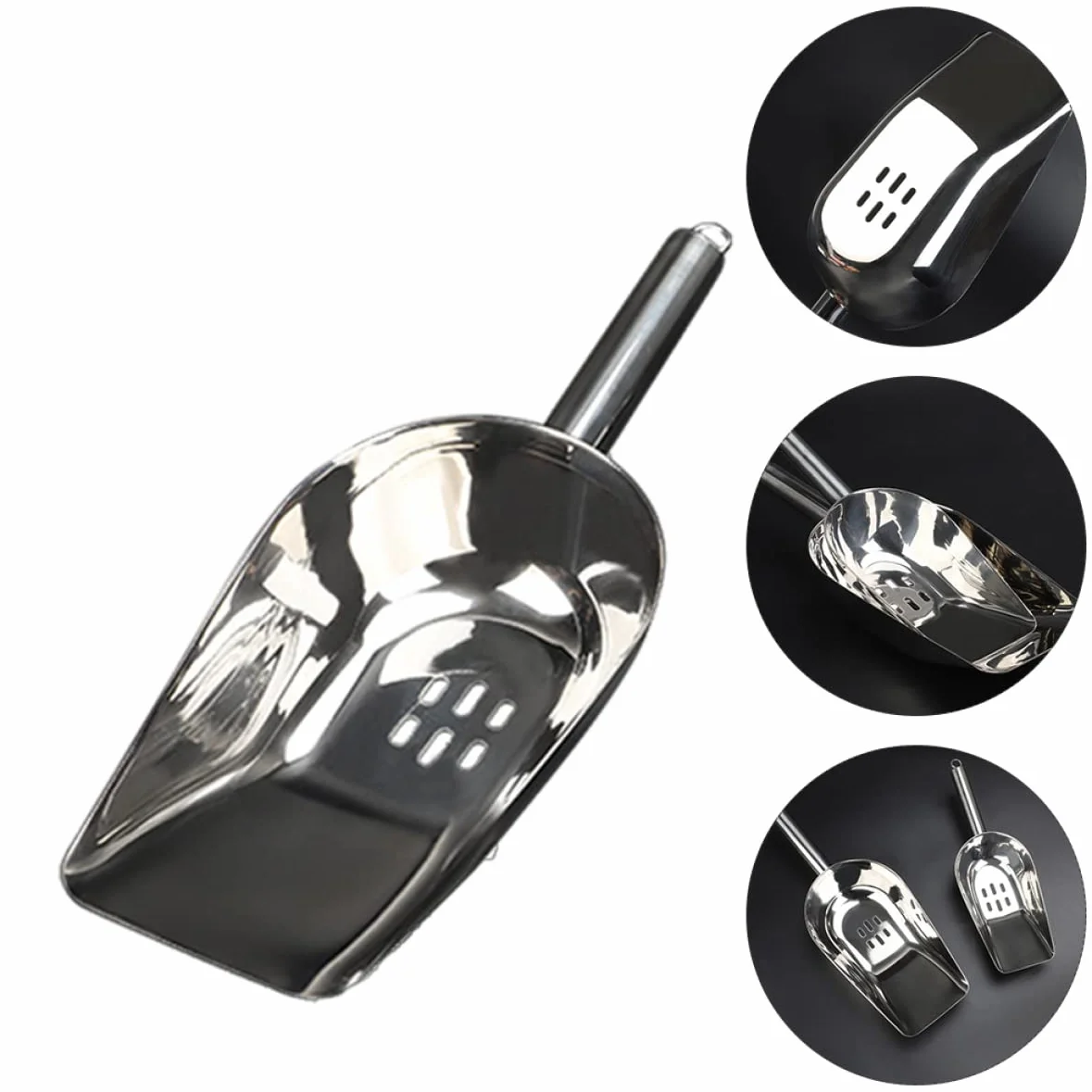 Cabilock 2pezzi Paletta Per Ghiaccio Acciaio Inossidabile Con Manico Per Cucina e Bar Utensile Versatile Per Servire Ghiaccio e Alimenti Facile Da Pulire e Maneggevole