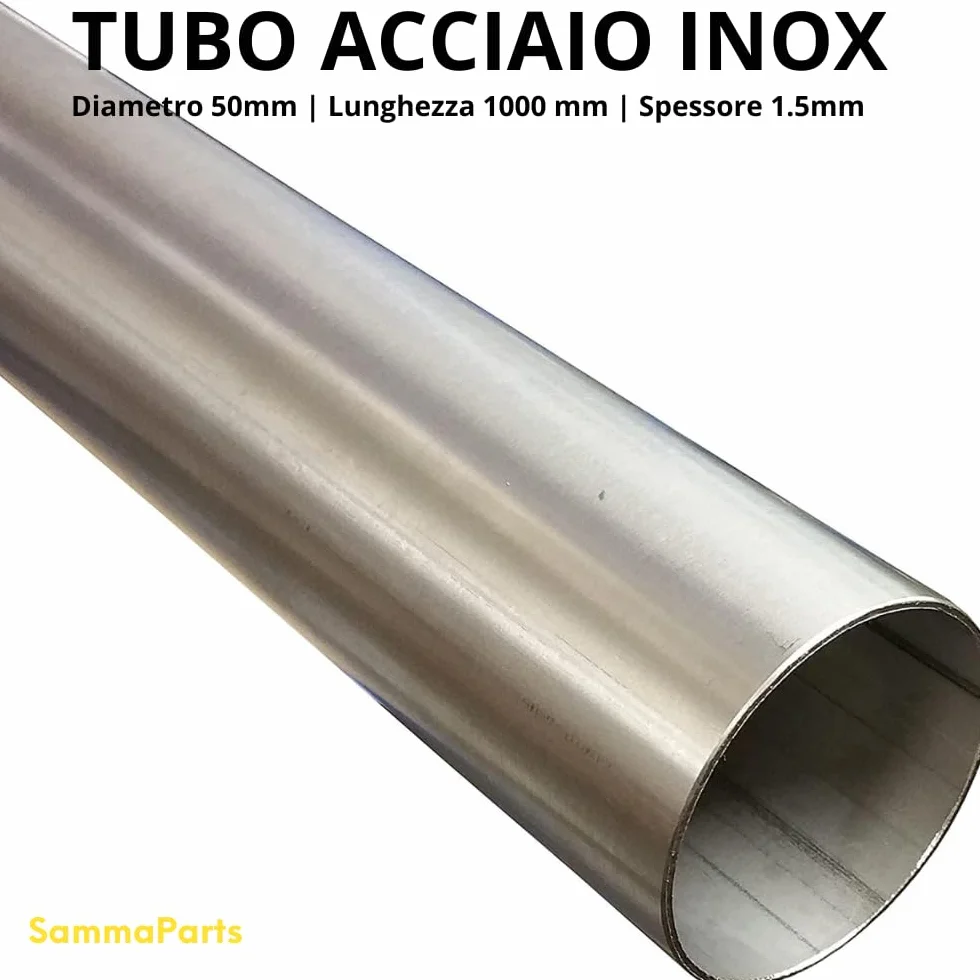 Tubo di scarico in acciaio inox V2A, diametro 50 mm x 1000 mm (1 m) di lunghezza, 1.4301 ideale per scarico e progetti artigianali