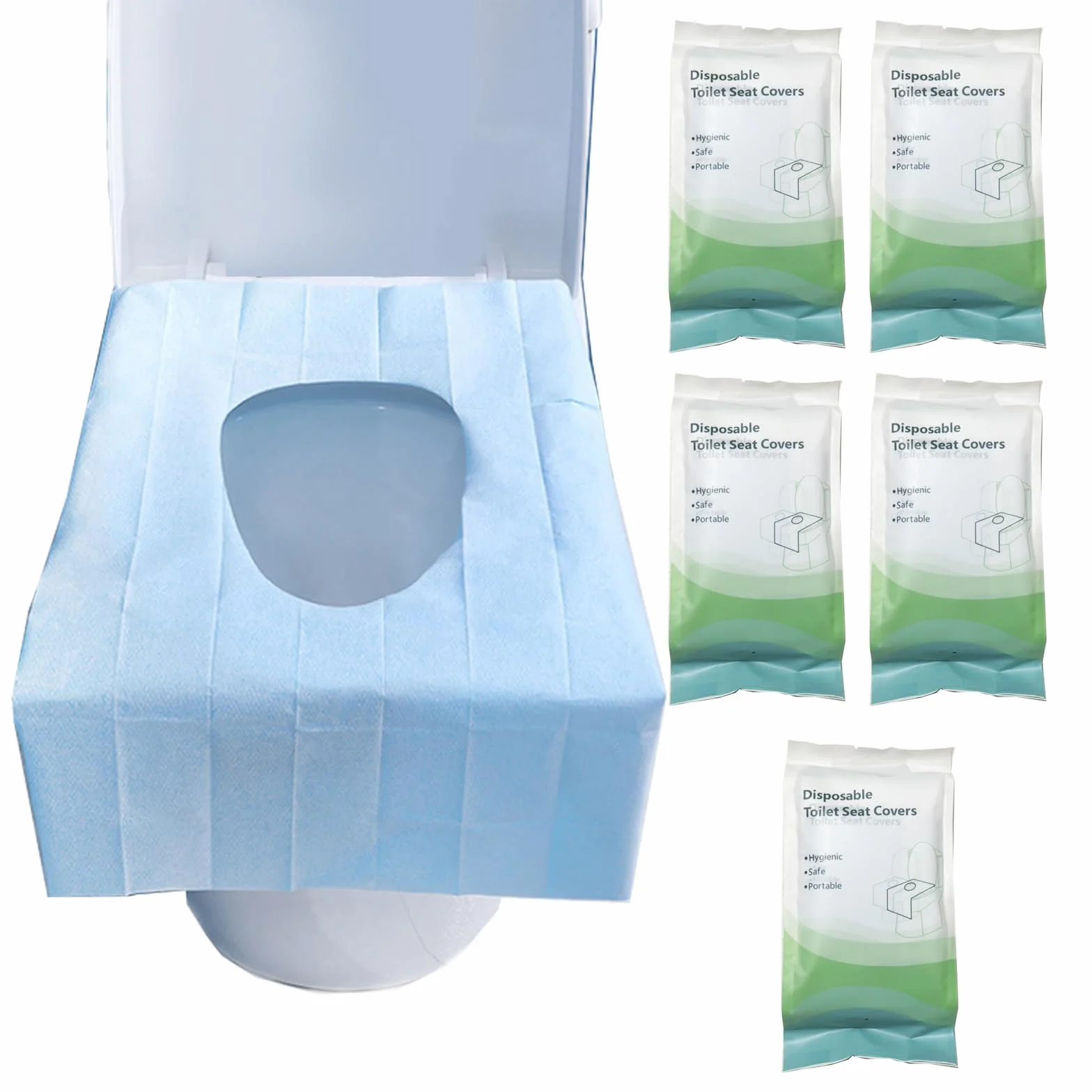 Copriwater USA e Getta Biodegradabili in Carta per Bambini e Adulti, Coprisedili WC Monouso Ecologico Antibatterico Universali 50 Pezzi