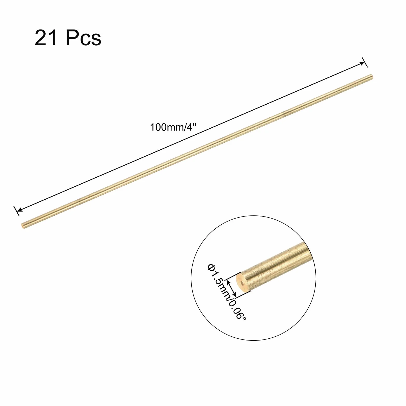 QUARKZMAN Asta Tonda in Ottone Massiccio 1,5mm x 100mm Barra Tornio per Modelli RC Fai da Te Confezione da 21
