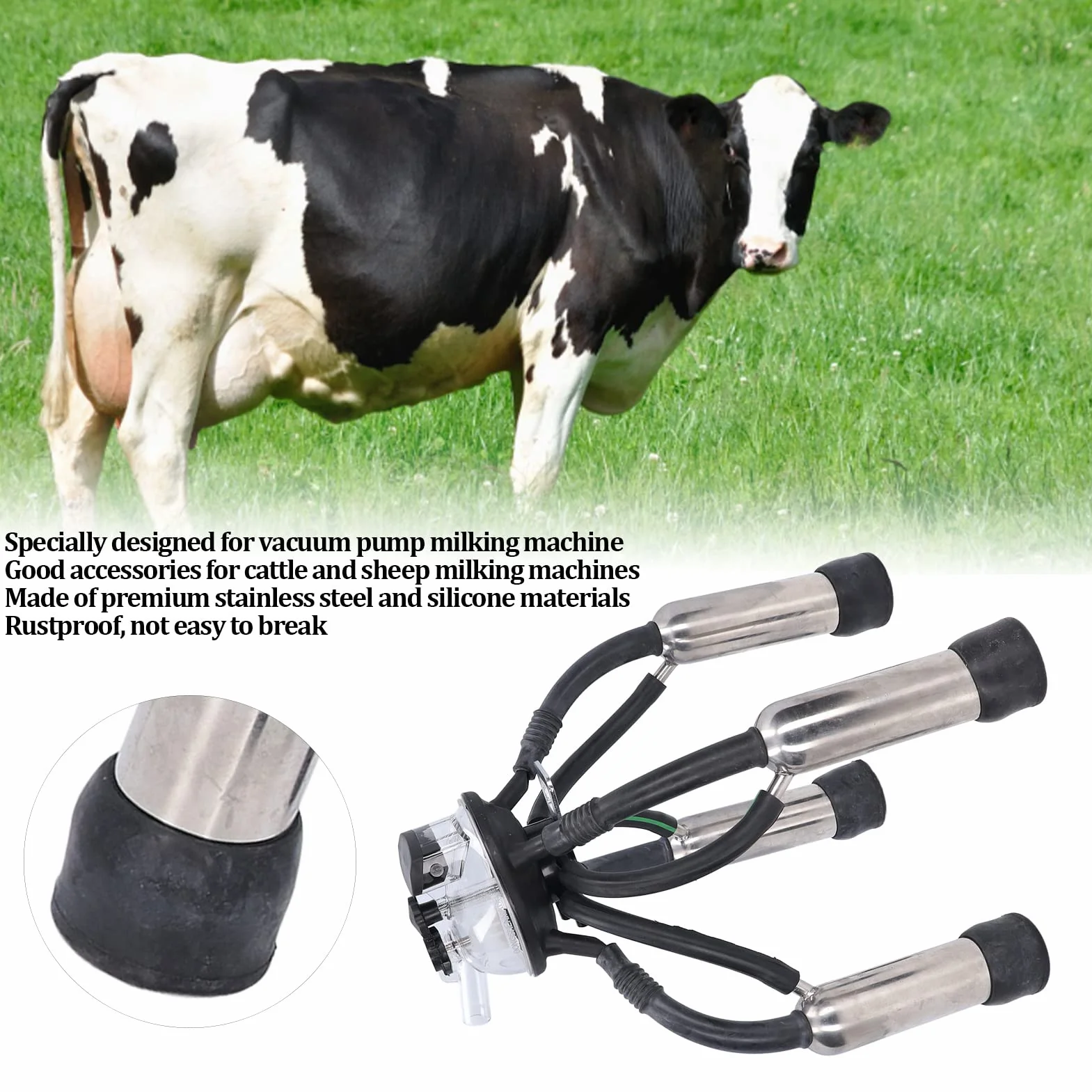 Gruppo di Mungitura in Silicone in Acciaio Inossidabile, Antiruggine, di Alta qualità, per Mungitrici per Bovini e Ovini