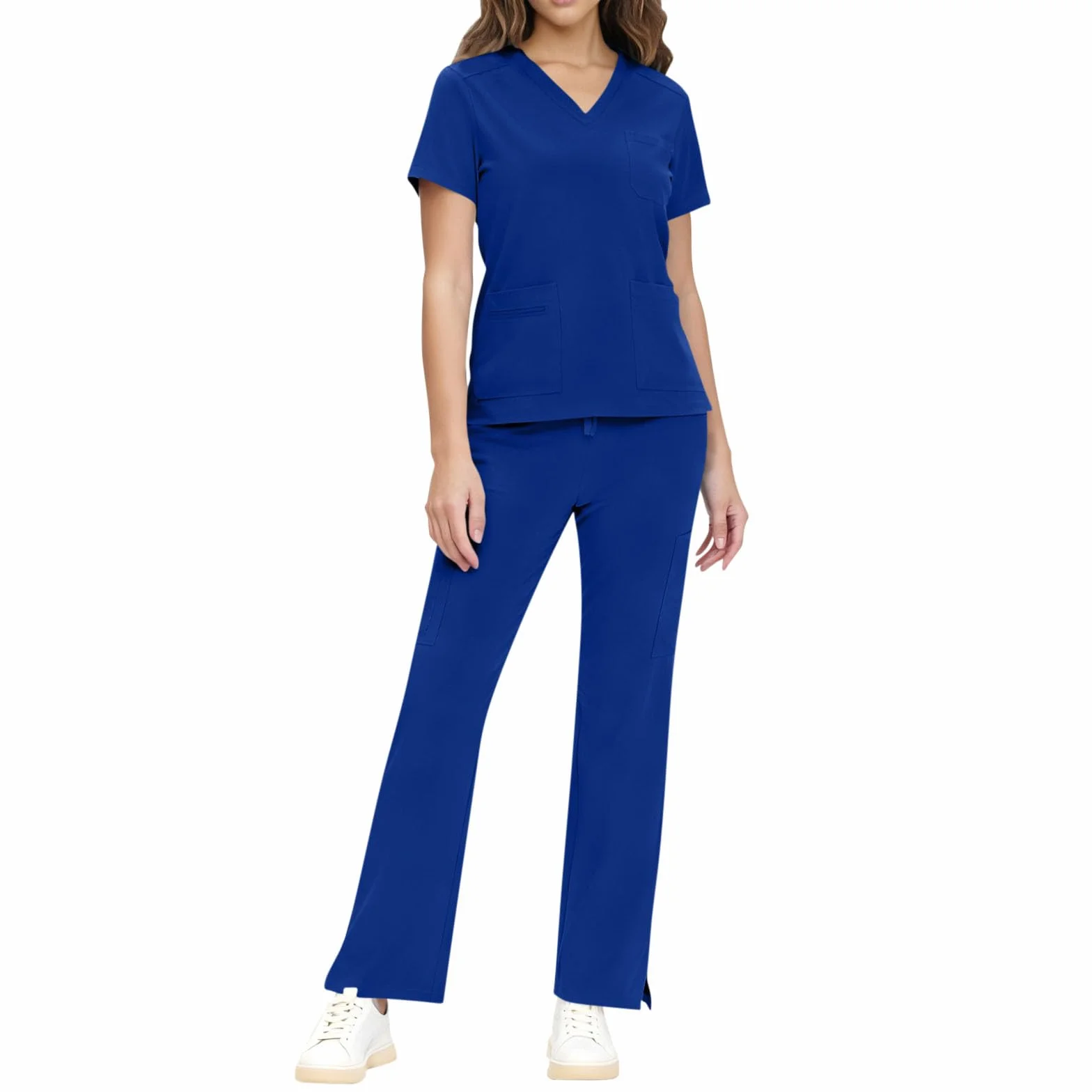 Divisa Sanitaria Donna Infermiere Set Casacca Pantalone Uniformi Ospedaliere Cordoncino Camice Medico