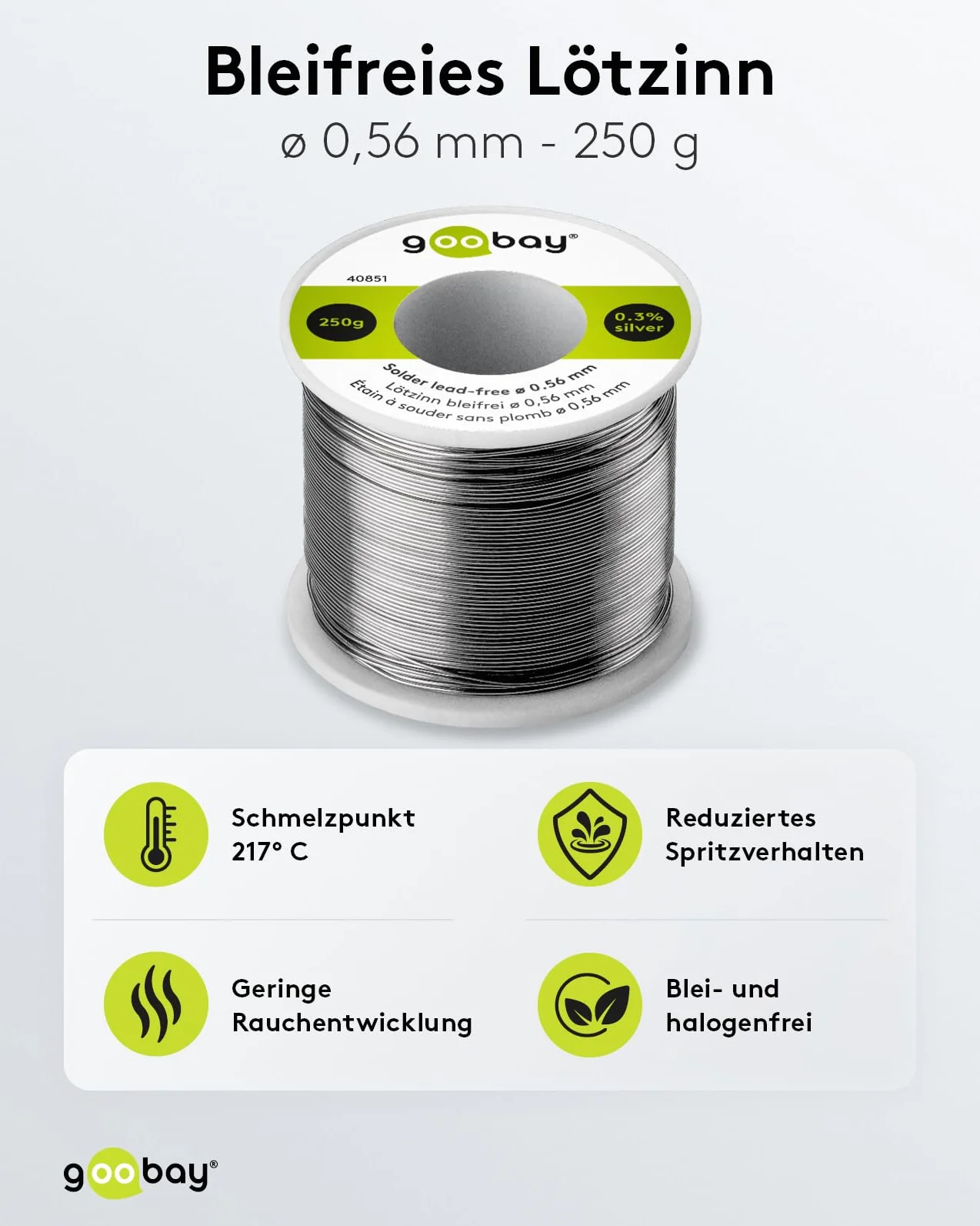 Goobay Stagno per saldatura senza piombo ø 0,56 mm 250 g 0,3% Ag