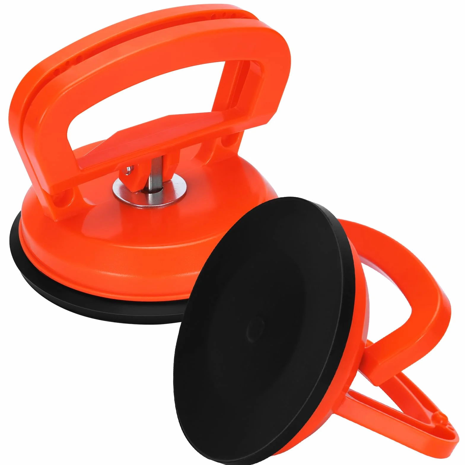 2x Ventosa per Vetro, Sollevatore a Ventosa con Capacità di Sollevamento 50kg, Diametro 11.8 cm per il Trasporto di Piastrelle, Laminato, Vetro, Marmo, arancione