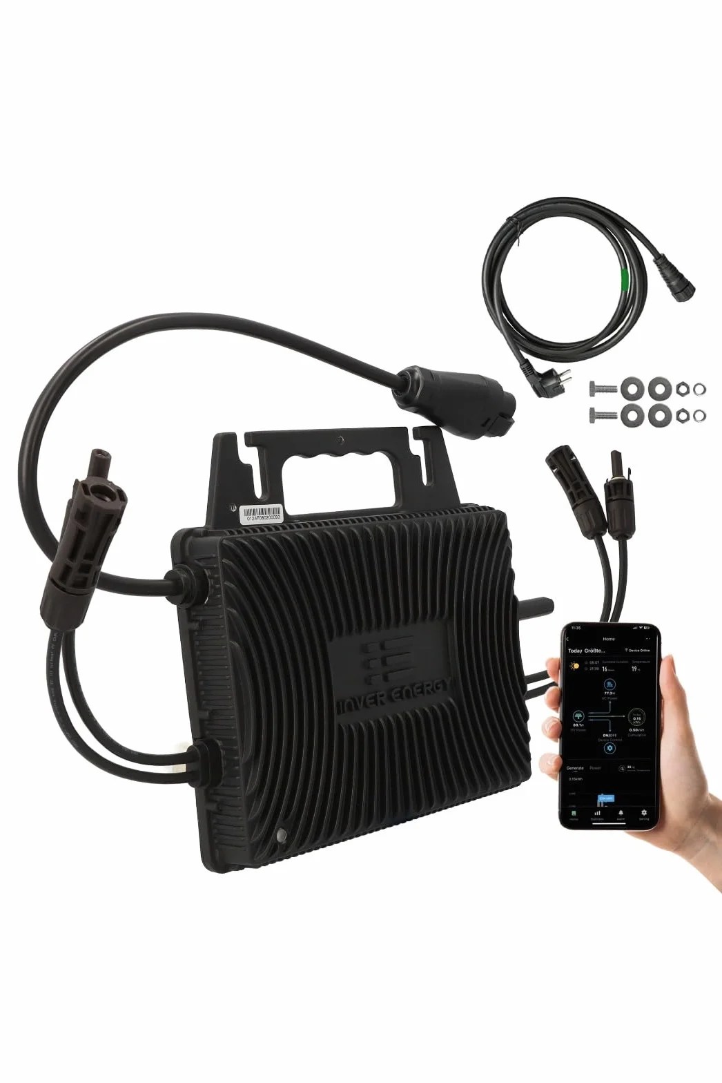 AX Inverter IS-080 800 W per centrali elettriche da balcone – Presa completa, micro inverter con Bluetooth e WLAN, IP67, facile installazione, alta efficienza per impianti solari