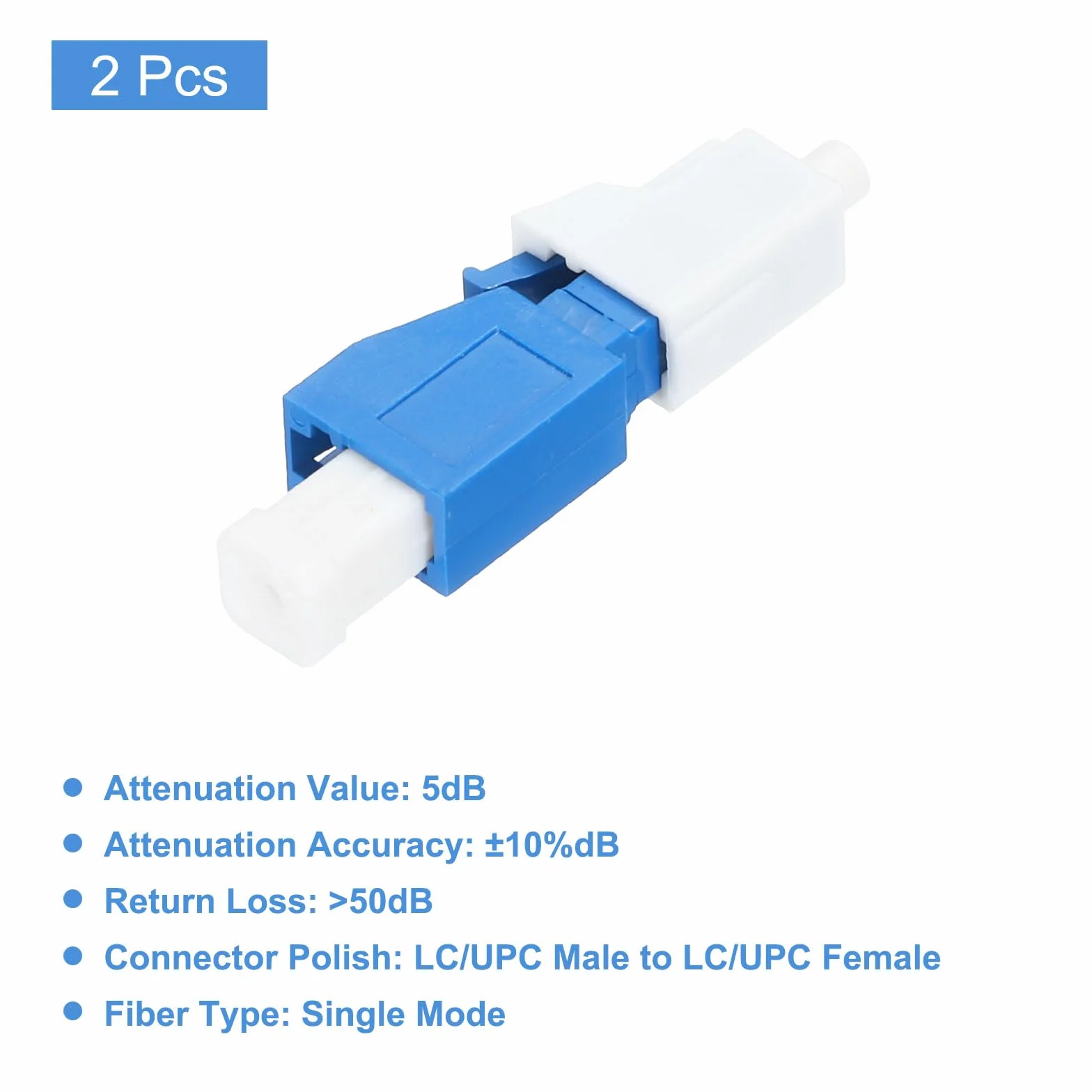 QUARKZMAN Attenuatore in Fibre Ottica Lc da 5db, LC/UPC Sm Single Mode Attenuatore in Fibre Ottica Fisso Maschio-Femmina per Trasmissione in Fibre Ottica Confezione da 2