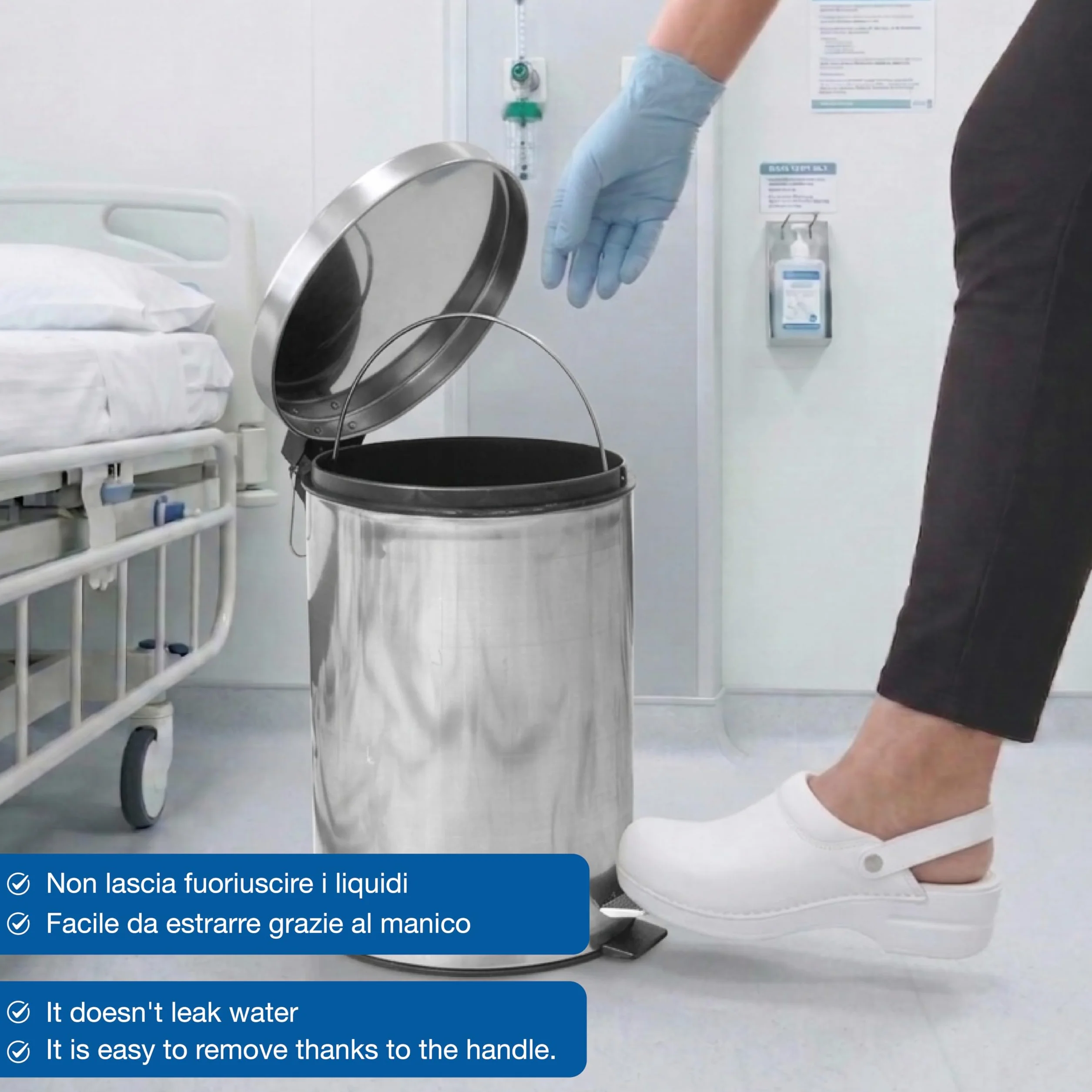 GIMA Cestino rifiuti inox aisi 410 8 litri con pedale