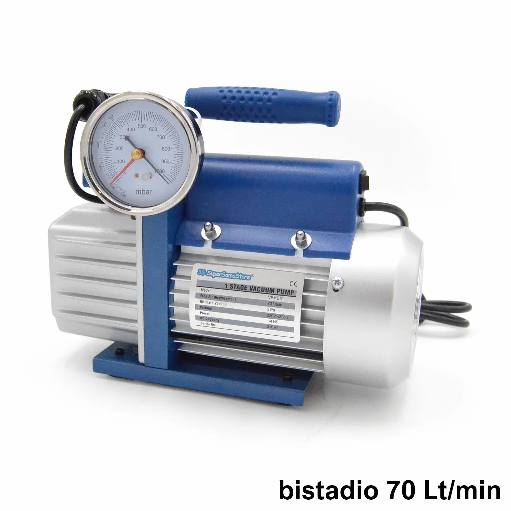 3S SuperSamaStore Kit Pompa del Vuoto Bistadio 70 L/Min con Set Manometrico 4 Vie Universale, per Installazione e Manutenzione Impianti Climatizzazione e Condizionatori con Gas R410A-R32-R407C-R134A