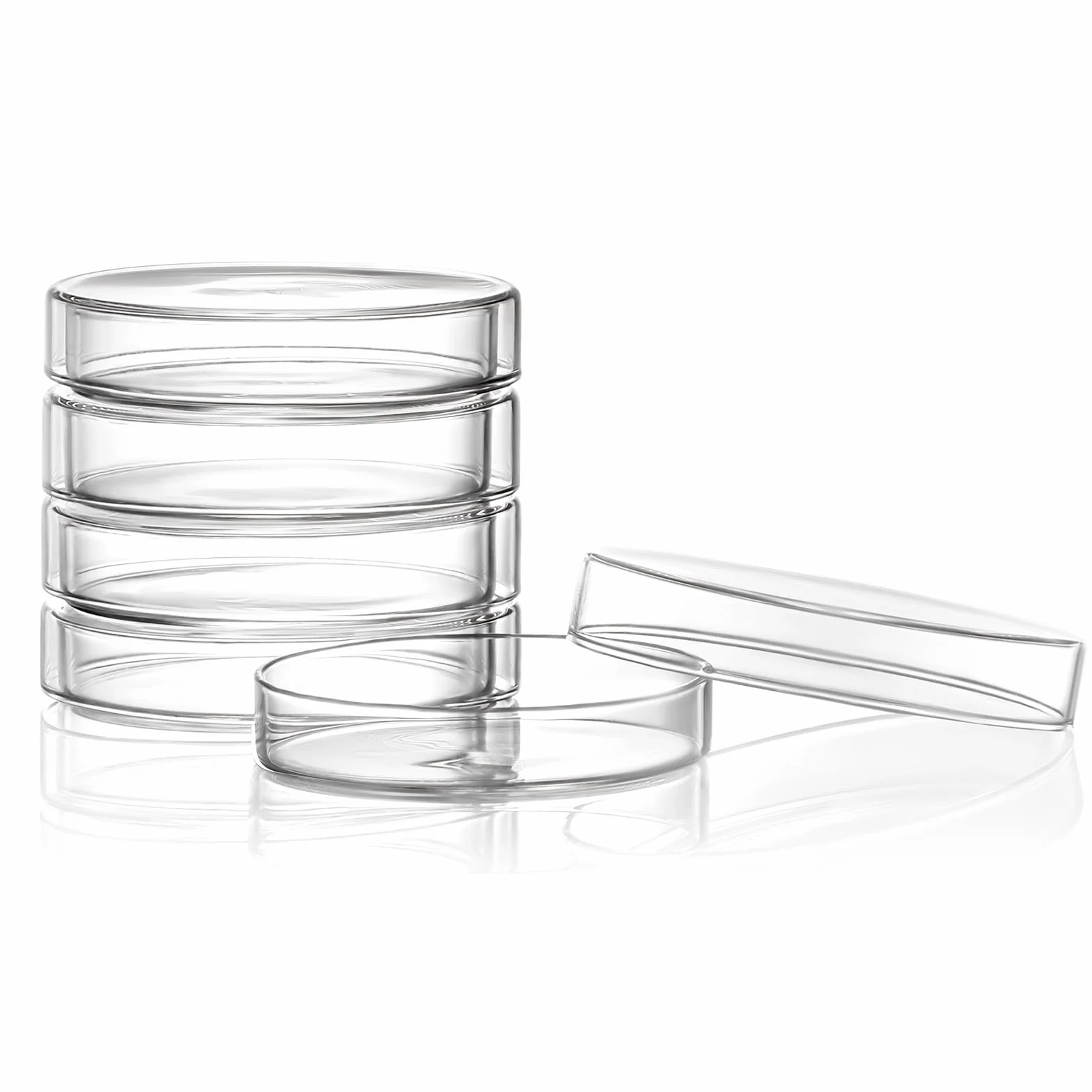 Huanyu 60mm Piastre Petri con coperchio 5 pezzi Piastra Petri in vetro ad alto contenuto di borosilicato Piastra per colture batteriche per muffe Laboratorio scolastico Esperimenti scientifici