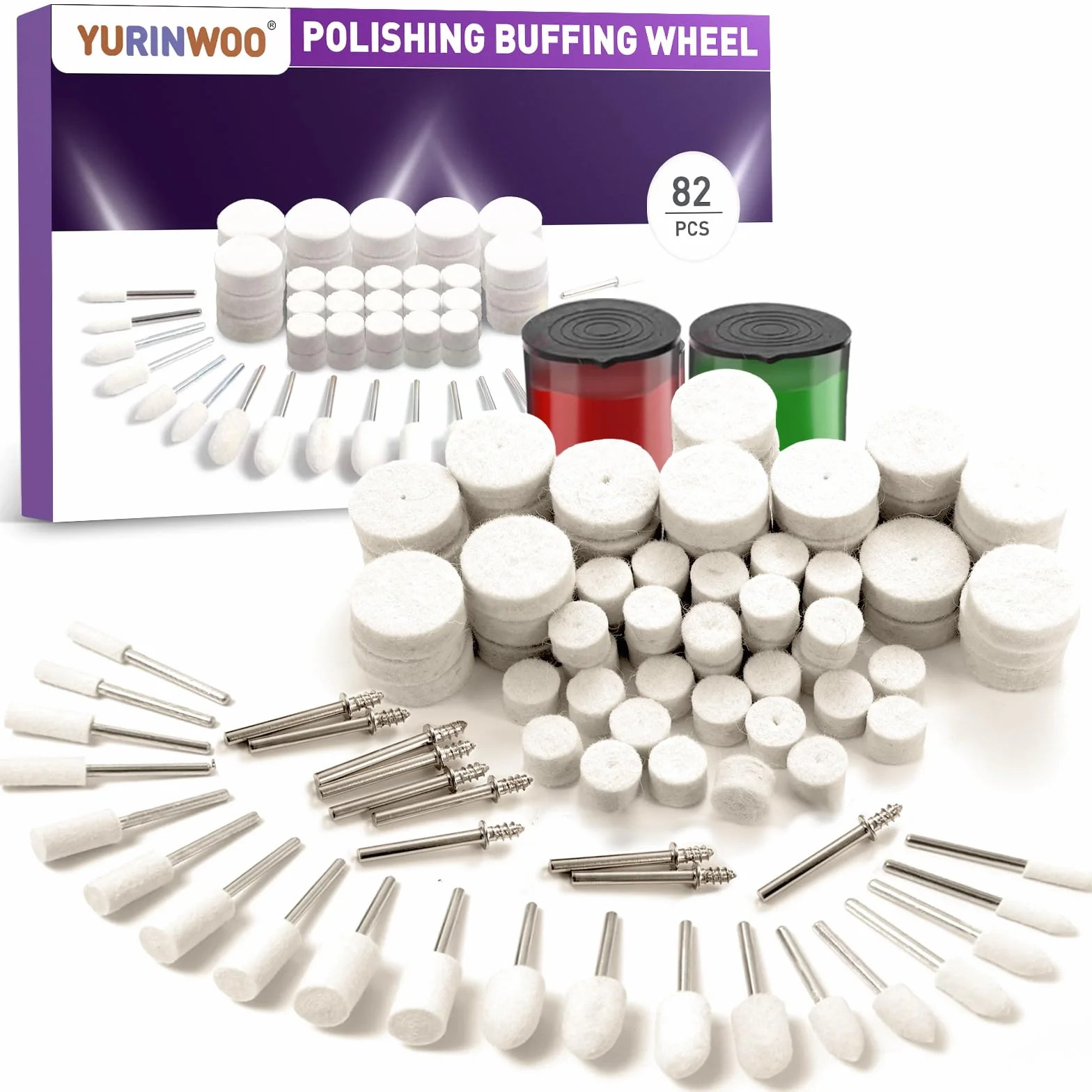 Accessori per lucidatura ruote 80 pezzi compatibili Dremel utensile rotante gambo 3 mm lucidatura metalli vetro giada