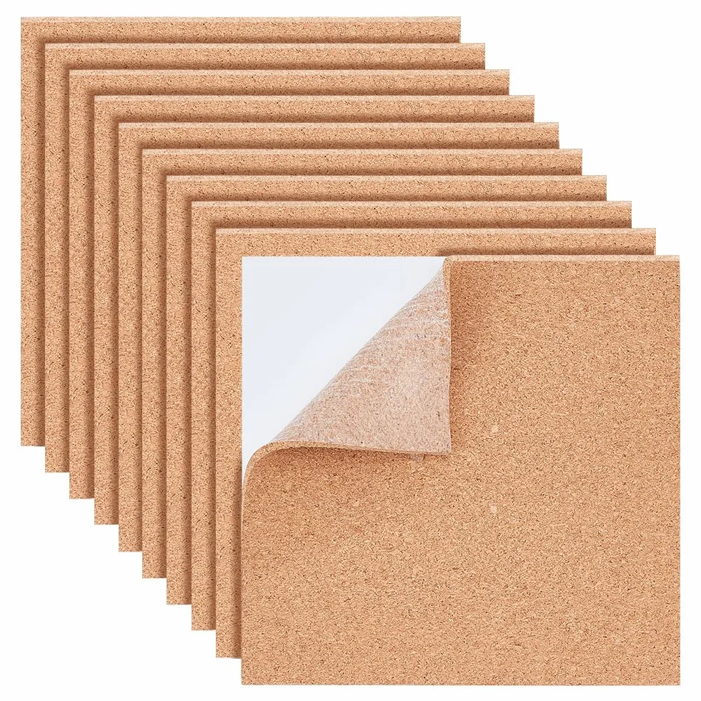 BENECREAT 20 Fogli Sughero Autoadesivi 15x15 cm 3 mm Bacheca Tappetino Sottobicchiere Decorazione