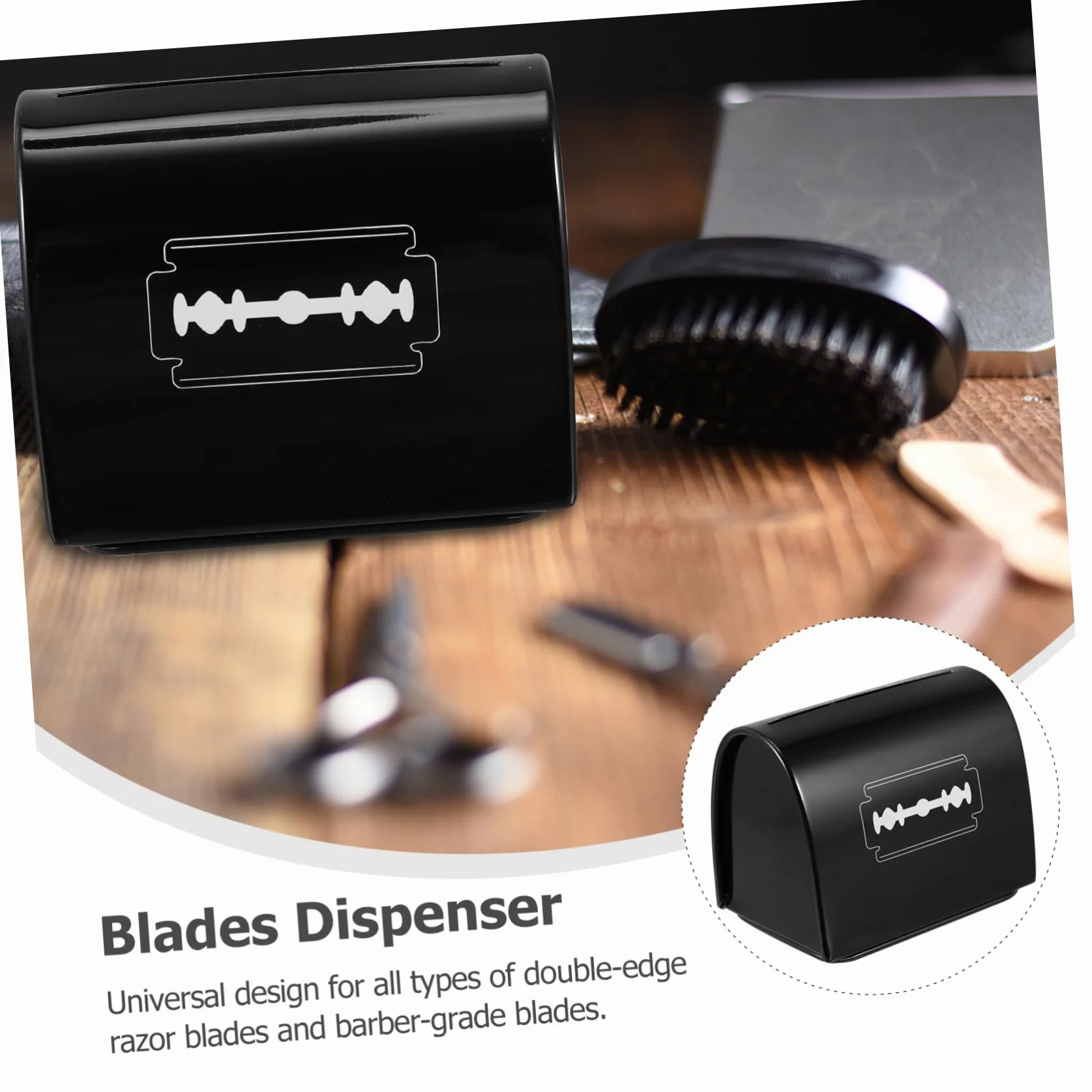 Custodia per Dispenser di Lame da Rasoio in Ferro Nero 2 Pezzi, Smaltimento Sicuro Lamette Usate per Barber Shop