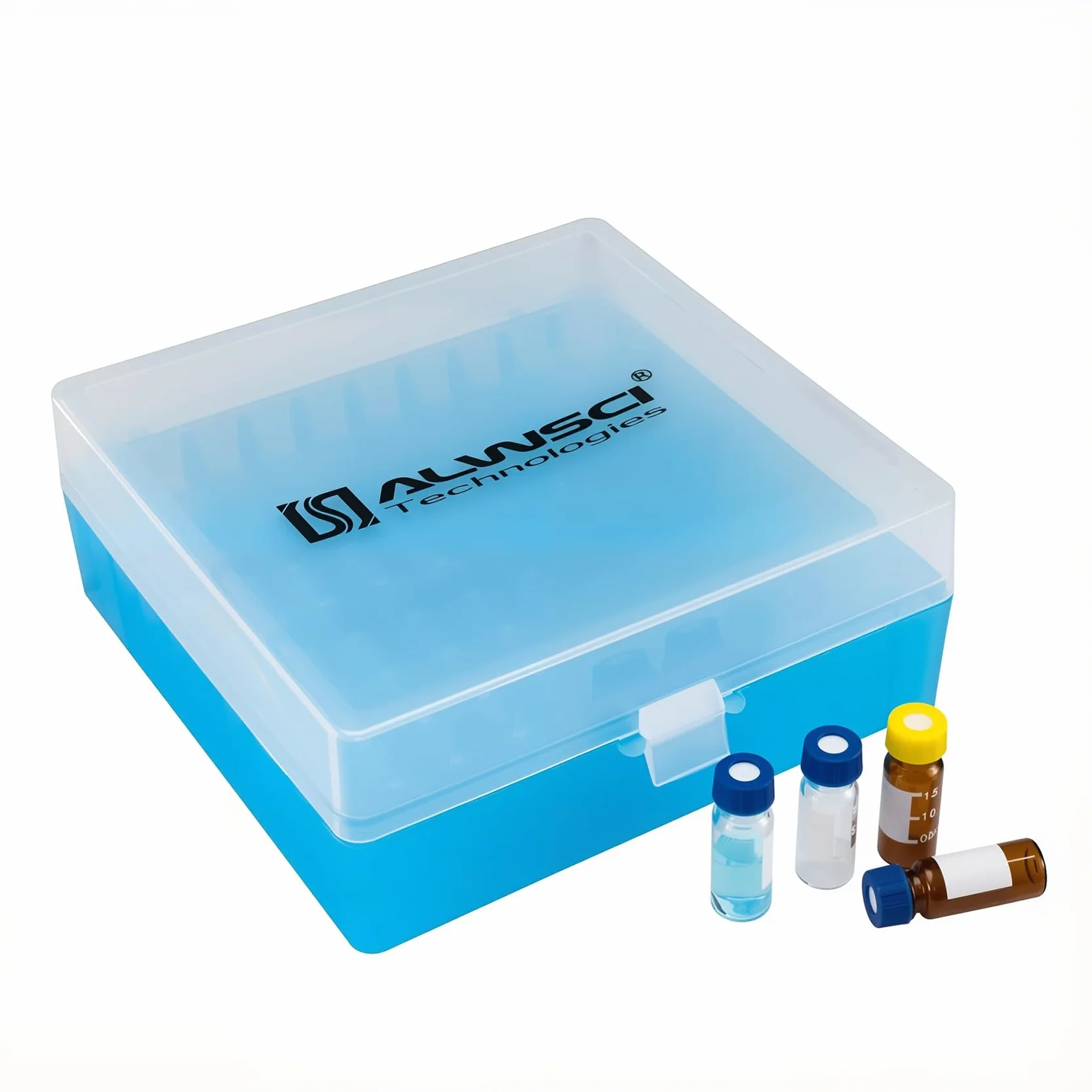 ALWSCI Contenitore per Microprovette 100 Pozzetti, Rack in Polipropilene con Chiusura a Chiave per Provette 1,5/1,8/2mL, Blu